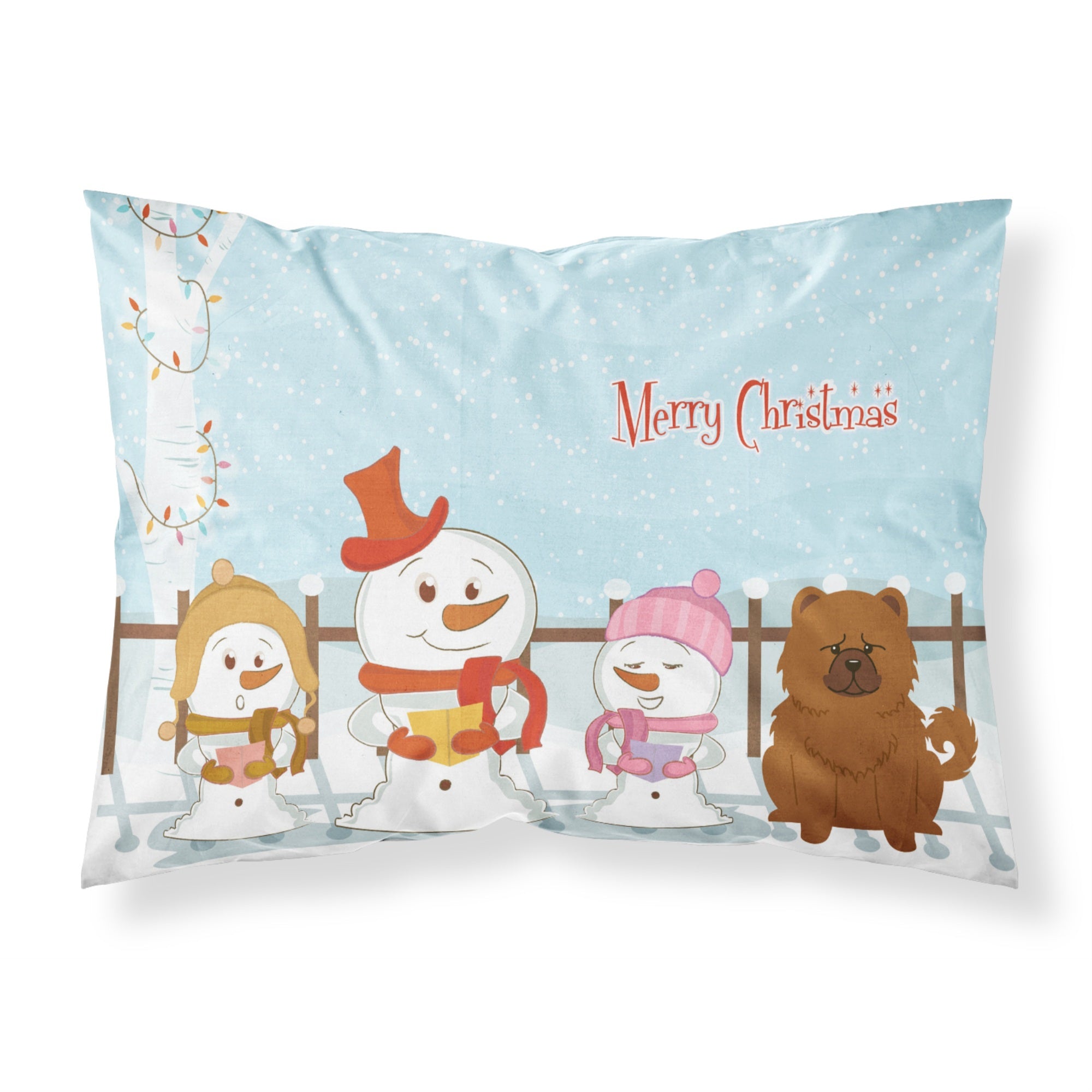 Caroline'S Treasures Merry Christmas Carolers Chow Red Fabric Standard Pillowcase Bb2473Pillowcase, Multicolor