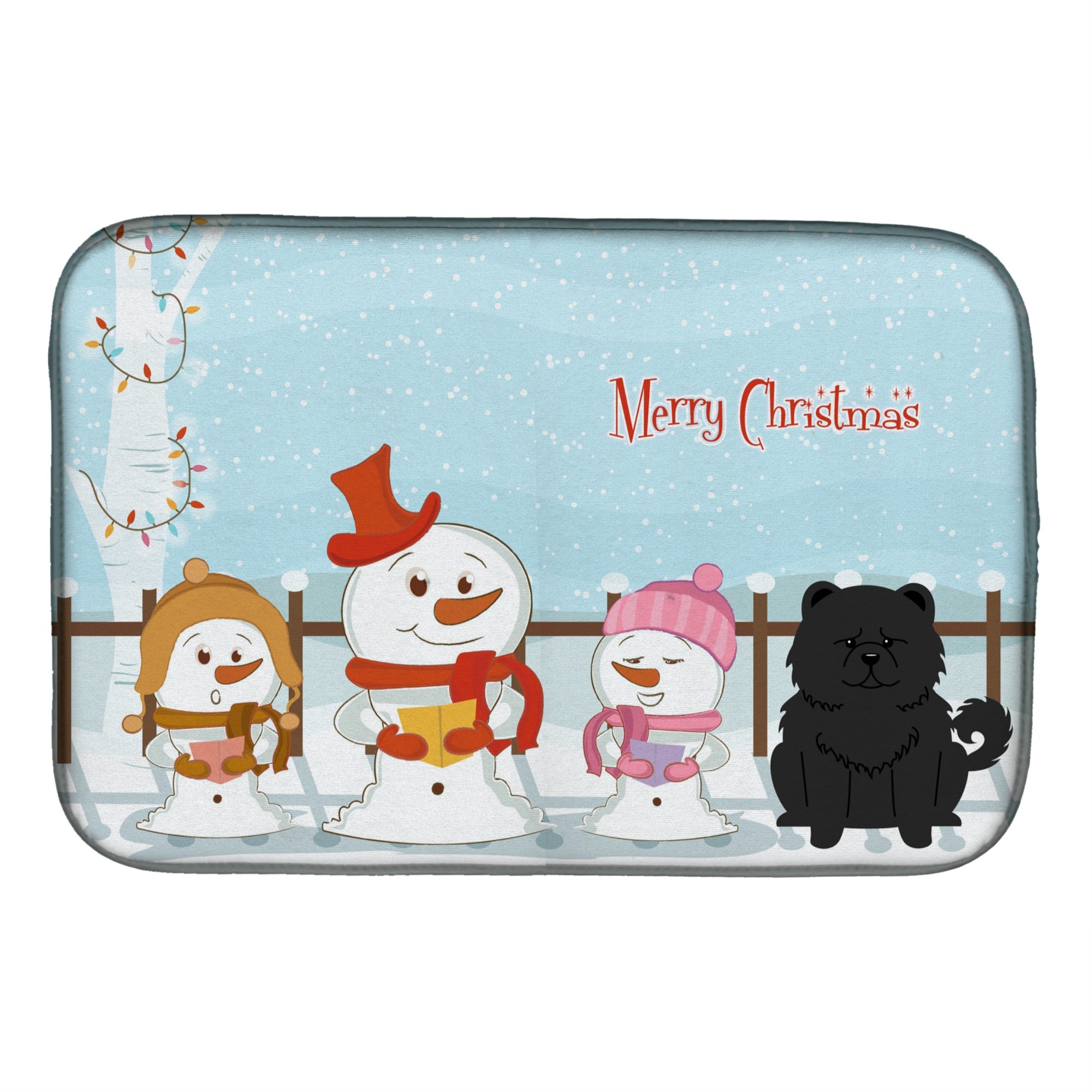 Caroline'S Treasures Merry Christmas Carolers Chow Black Dish Drying Mat, 14 X 21