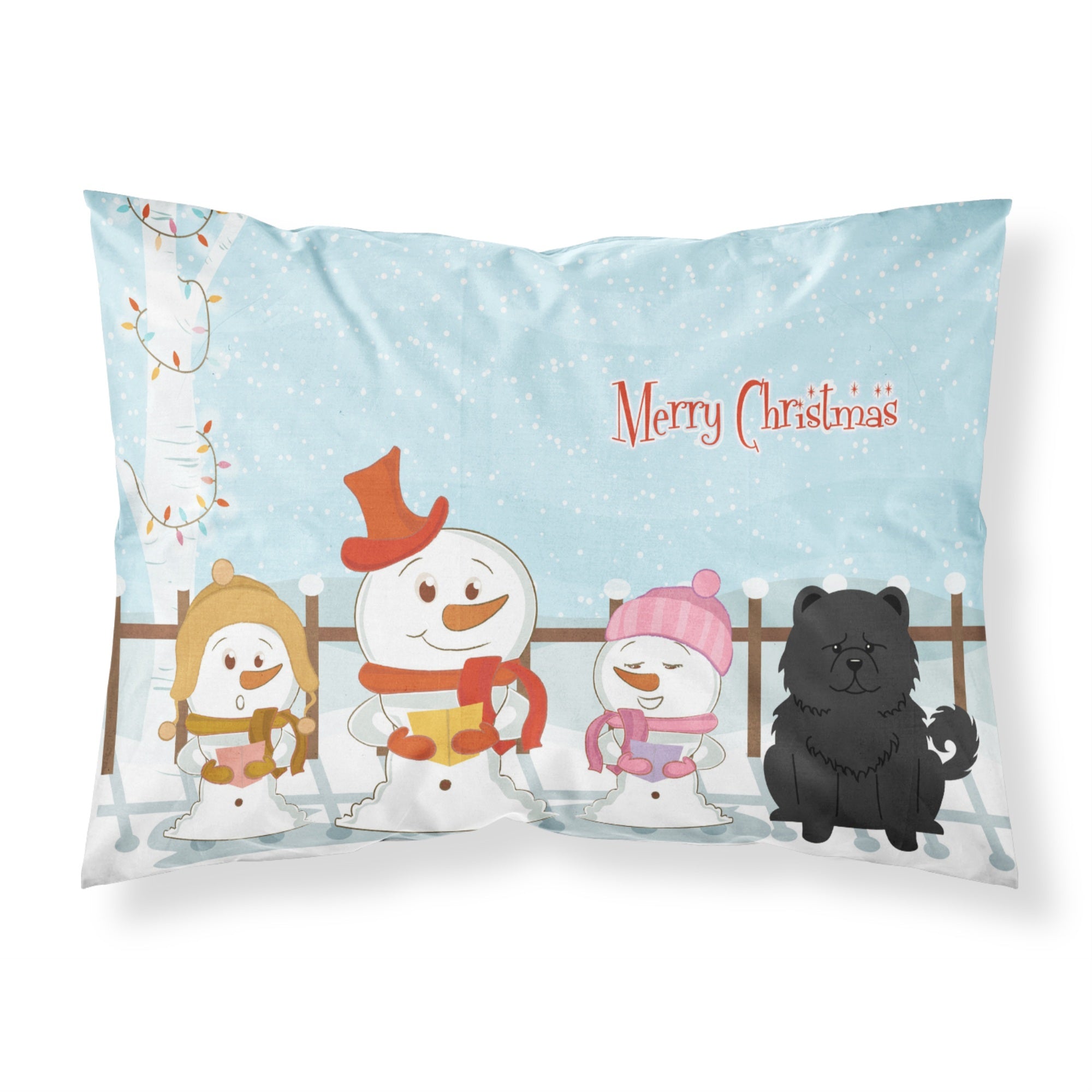 Caroline'S Treasures Merry Christmas Carolers Chow Black Fabric Standard Pillowcase Bb2474Pillowcase, Multicolor