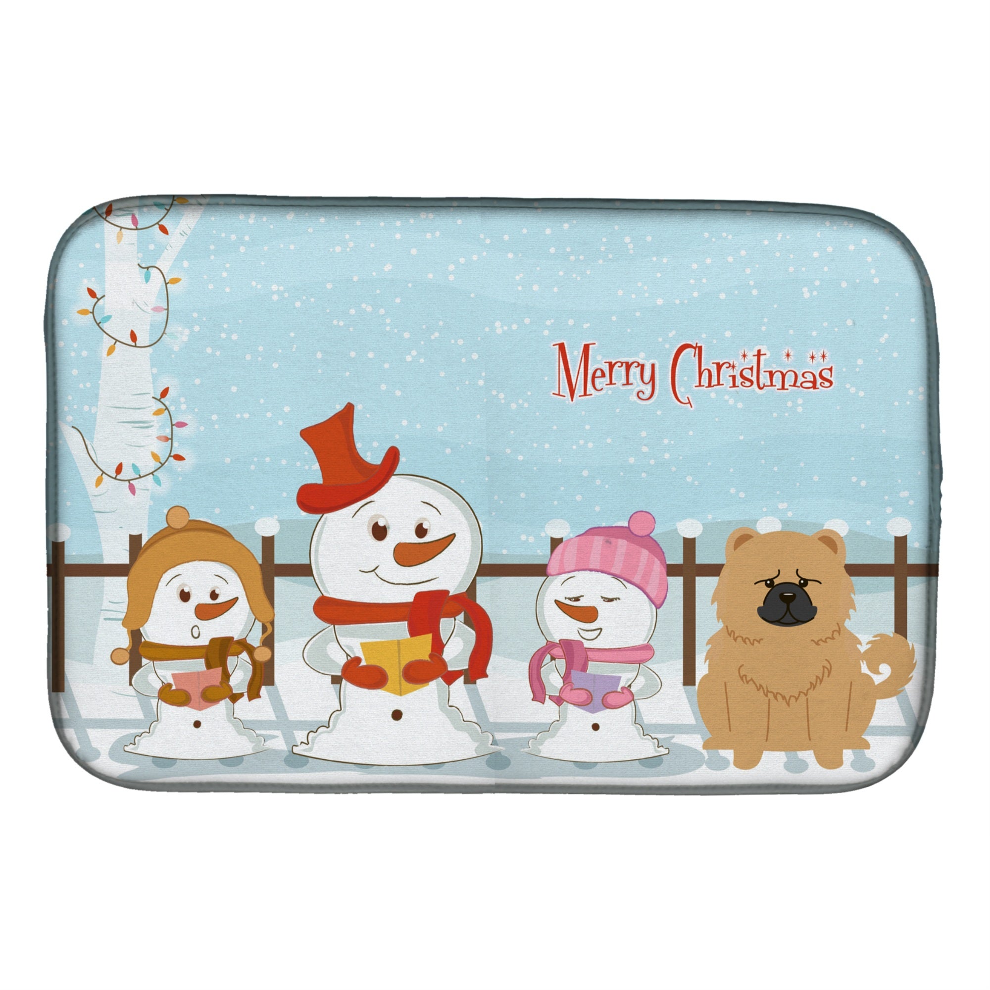 Caroline'S Treasures Merry Christmas Carolers Chow Cream Dish Drying Mat, 14 X 21