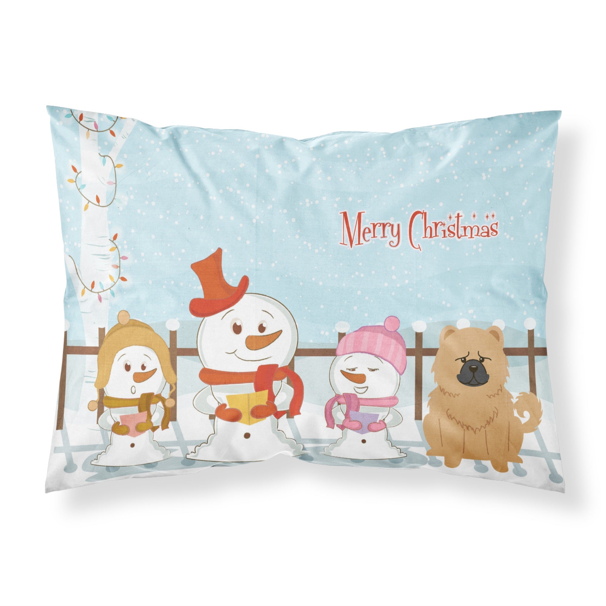 Caroline'S Treasures Merry Christmas Carolers Chow Cream Fabric Standard Pillowcase Bb2475Pillowcase, Multicolor