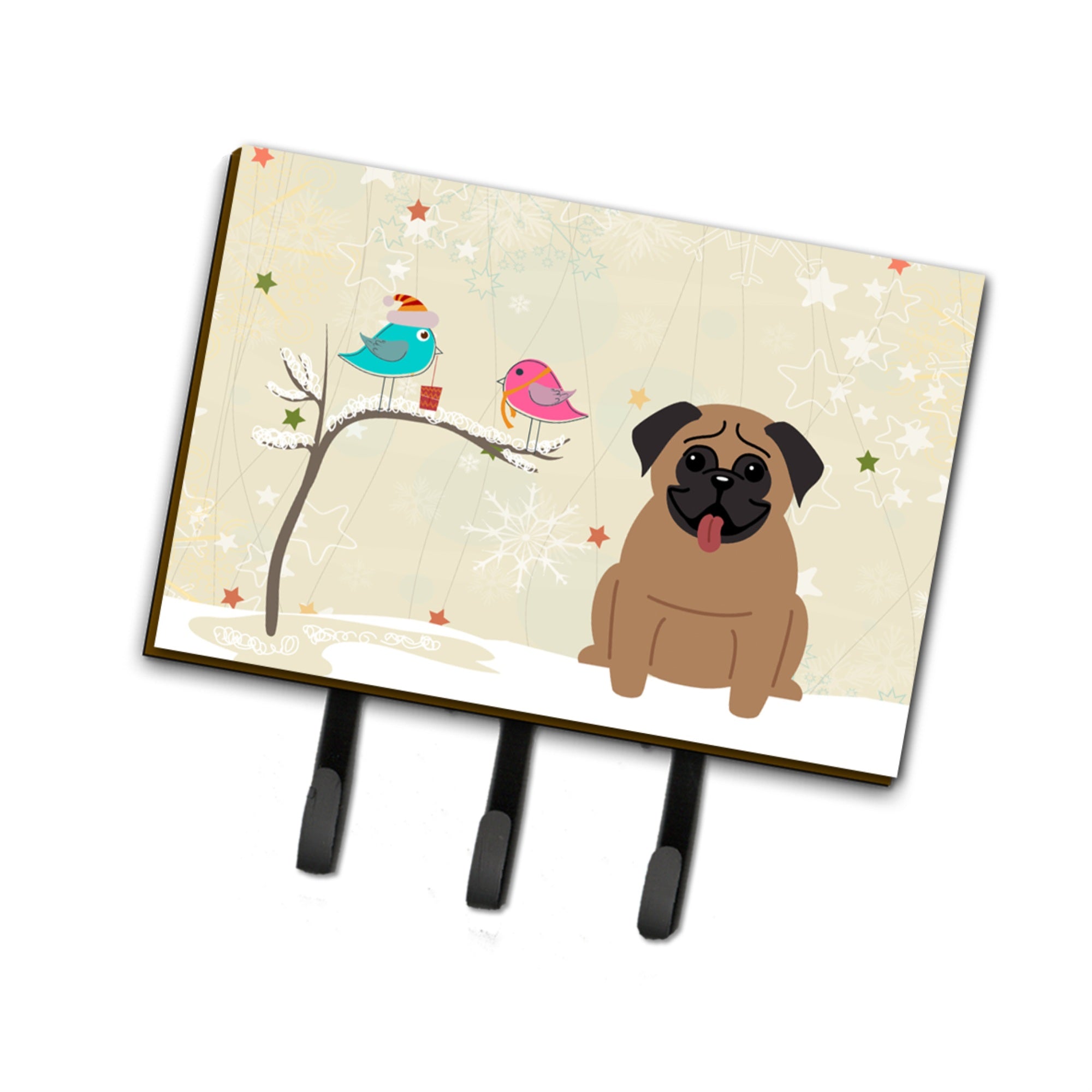 Caroline'S Treasures Christmas Presents Friends Pug Brown Leash Or Key Holder Bb2477Th68, Triple