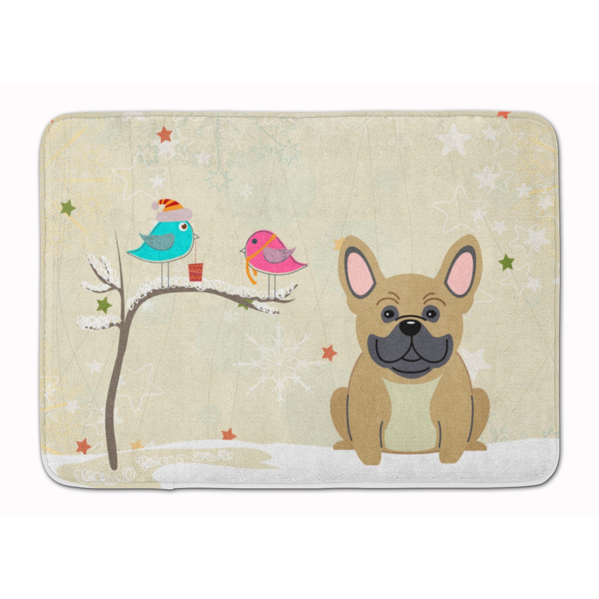 Caroline'S Treasures Christmas French Bulldog Cream Floor Mat, 19 X 27, Multicolor