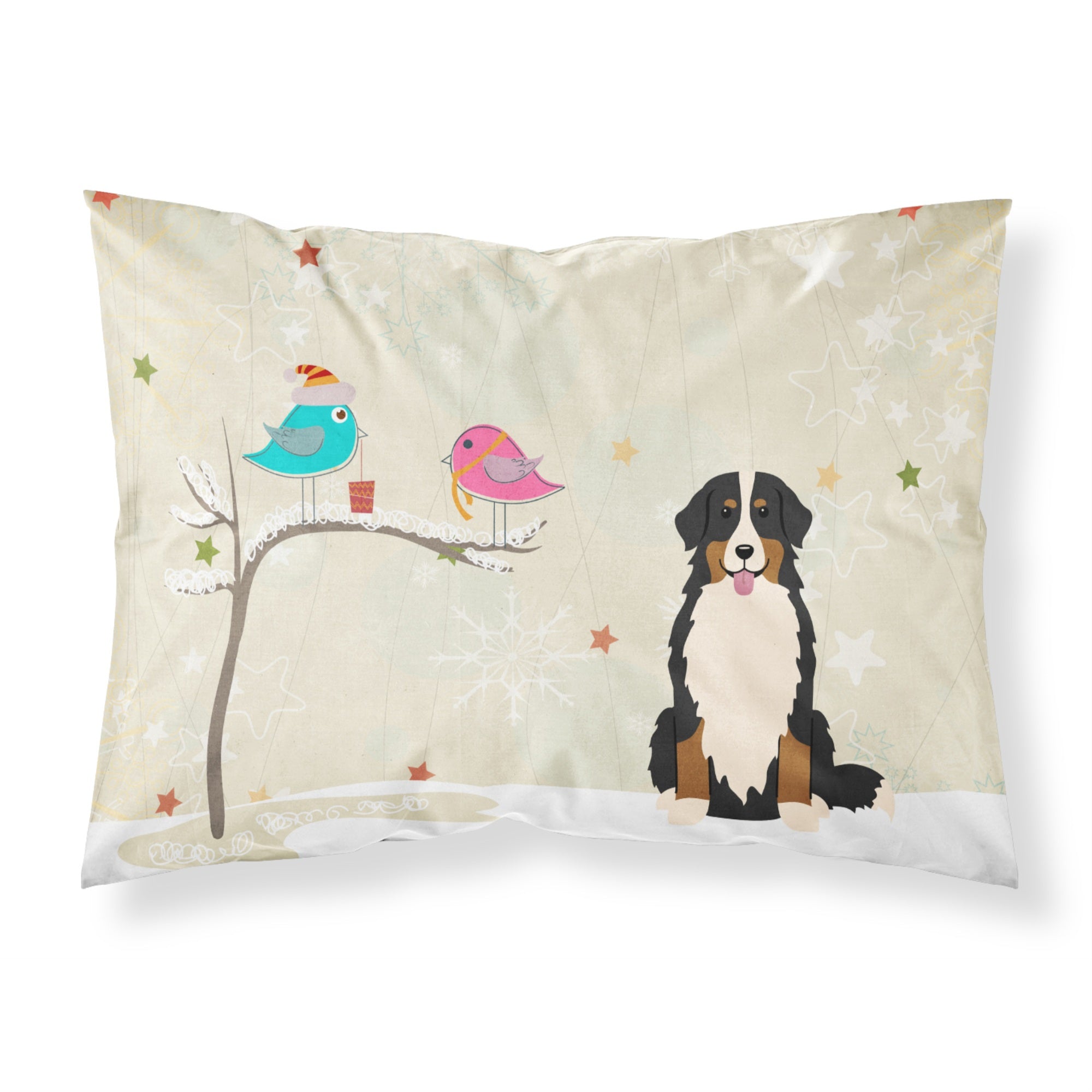 Caroline'S Treasures Christmas Presents Friends Bernese Mountain Dog Fabric Standard Pillowcase Bb2508Pillowcase
