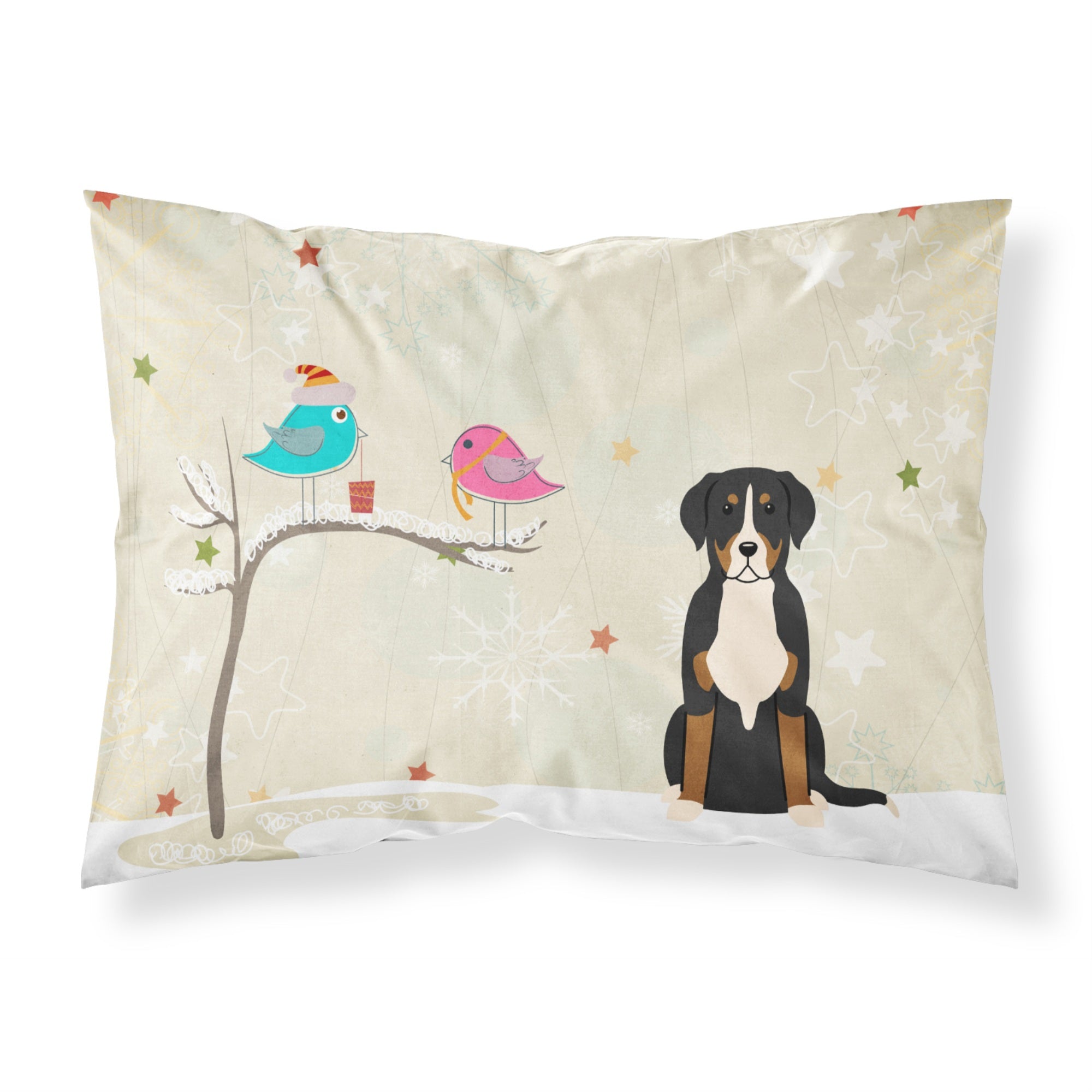 Caroline'S Treasures Christmas Presents Friends Greater Swiss Mountain Dog Fabric Standard Pillowcase Bb2509Pillowcase