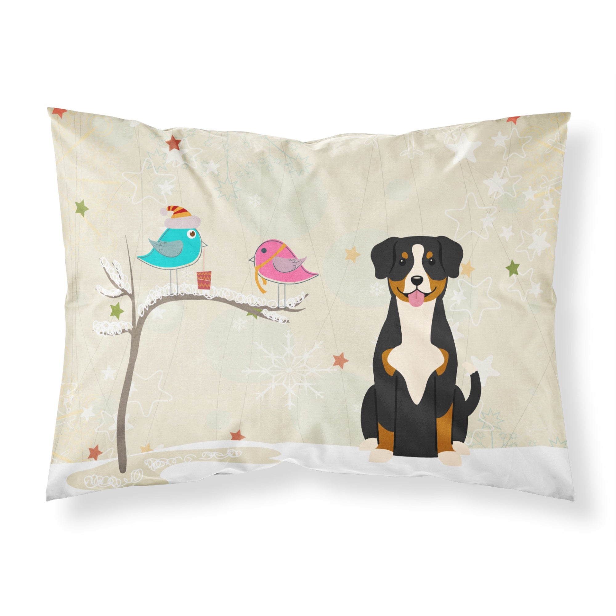 Caroline'S Treasures Christmas Presents Friends Entlebucher Fabric Standard Pillowcase Bb2510Pillowcase