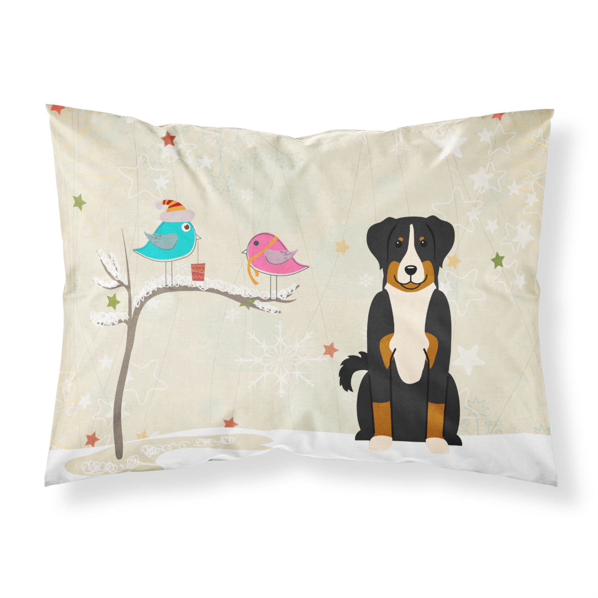 Caroline'S Treasures Christmas Presents Friends Appenzeller Sennenhund Fabric Standard Pillowcase Bb2515Pillowcase