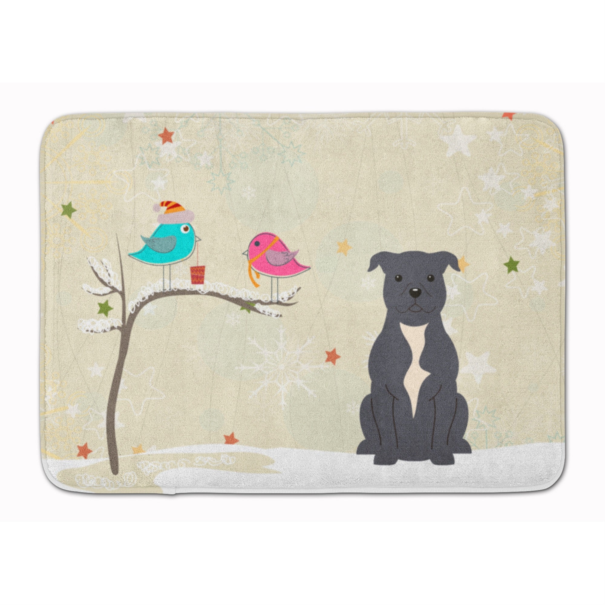 Caroline'S Treasures Christmas Bull Terrier Blue Floor Mat, 19 X 27, Multicolor