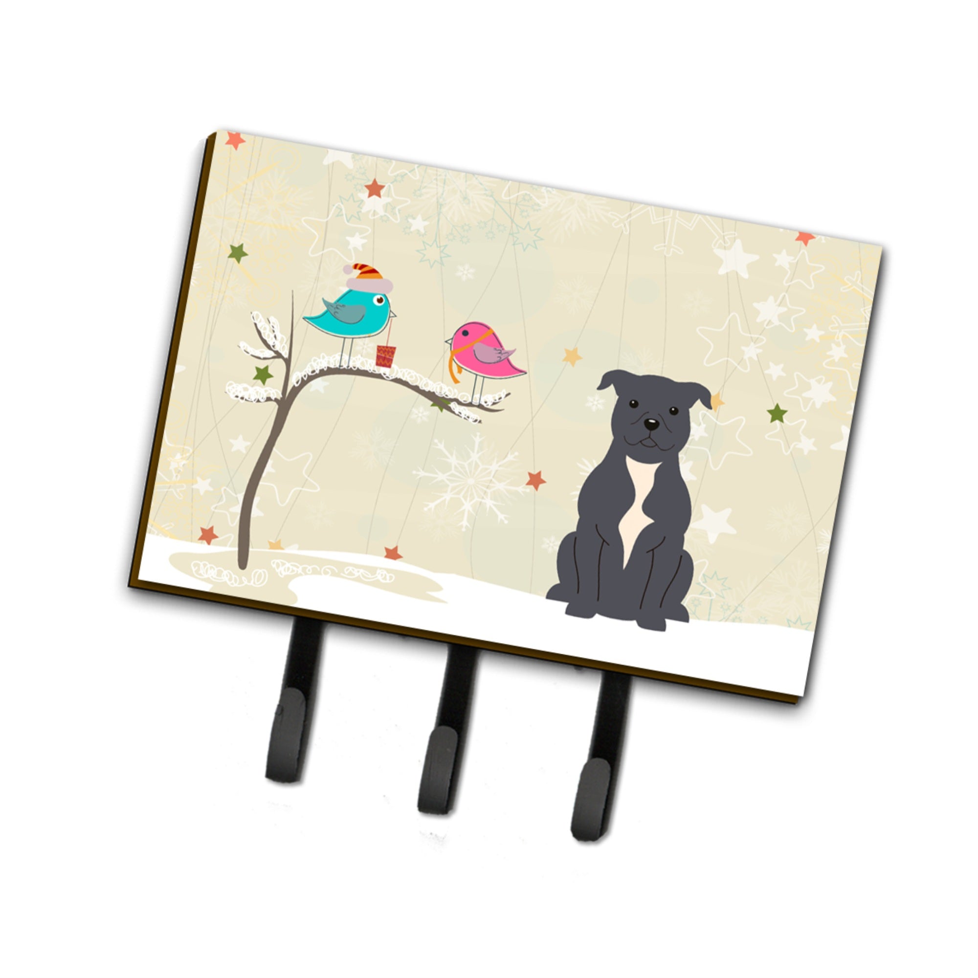 Caroline'S Treasures Christmas Presents Friends Staffordshire Bull Terrier Blue Leash Or Key Holder Bb2518Th68, Triple