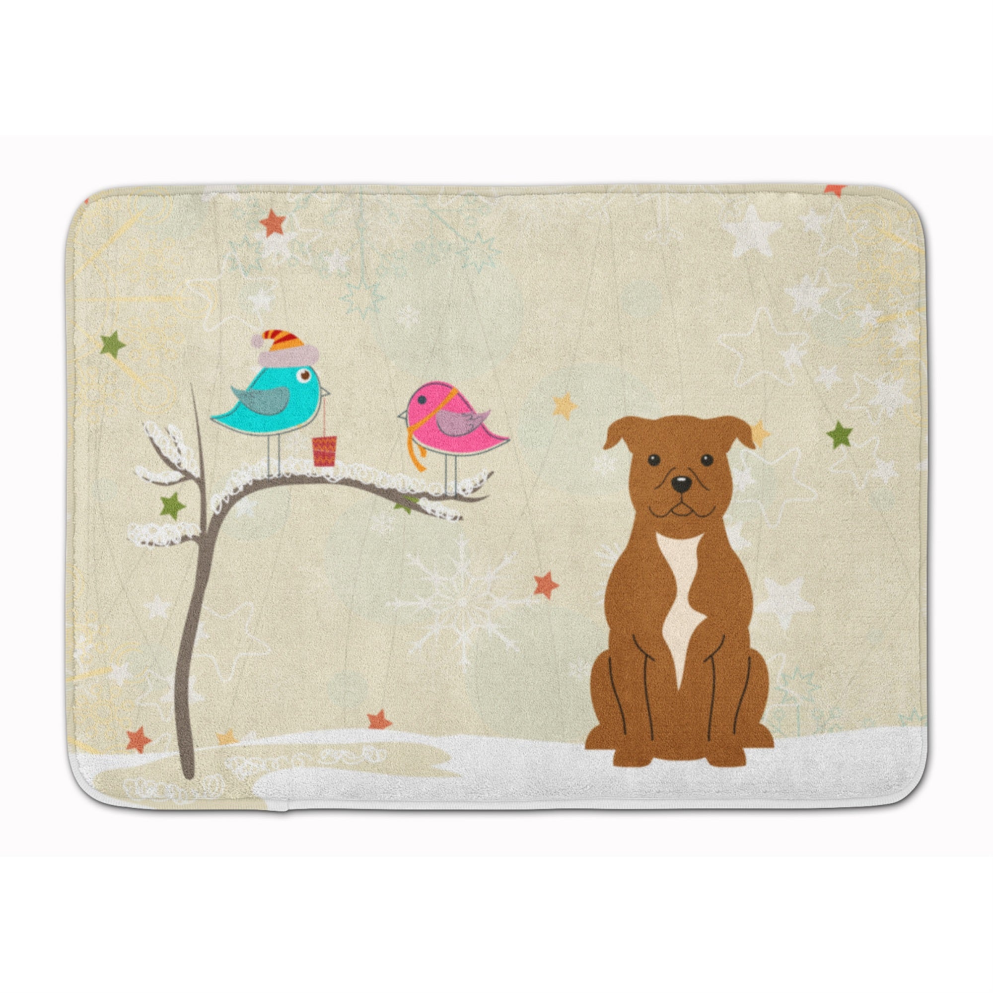 Caroline'S Treasures Christmas Bull Terrier Brown Floor Mat, 19 X 27, Multicolor