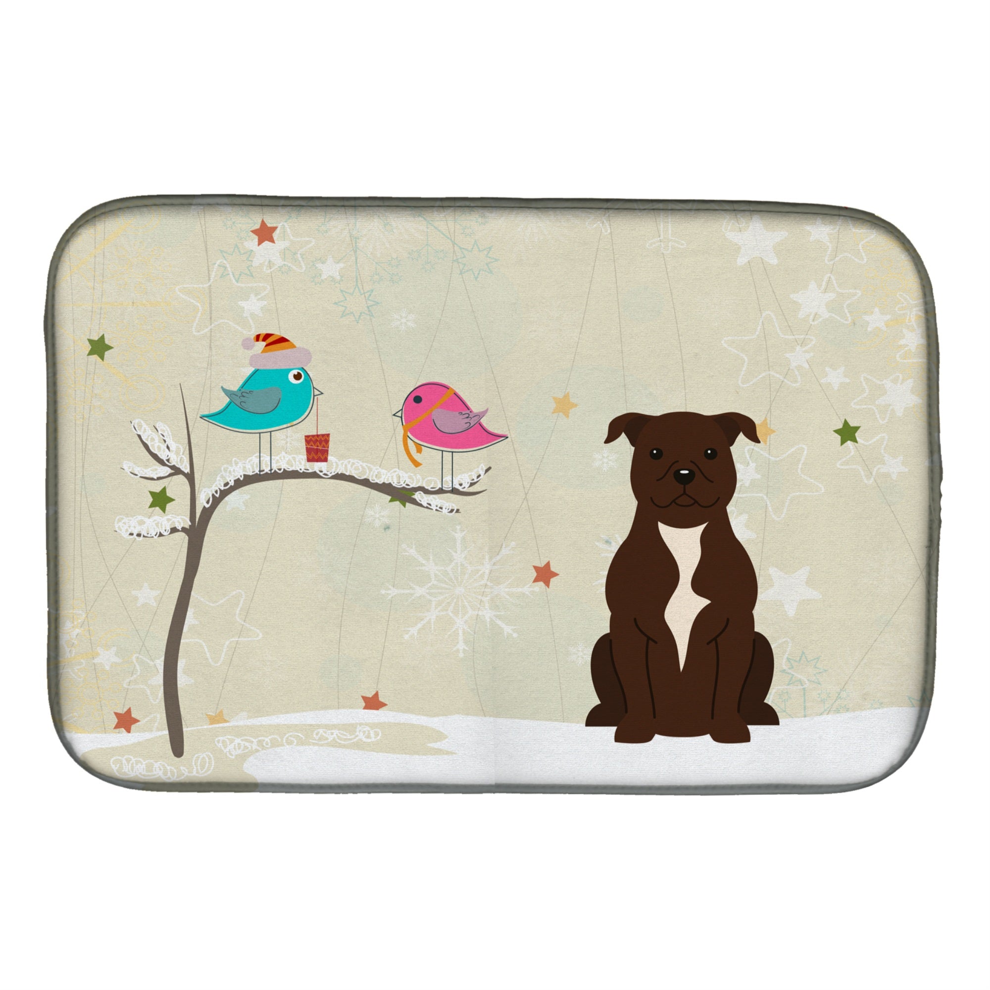 Caroline'S Treasures Staffordshire Bull Terrier Chocolate Dish Drying Mat, 14 X 21, Christmas Presents