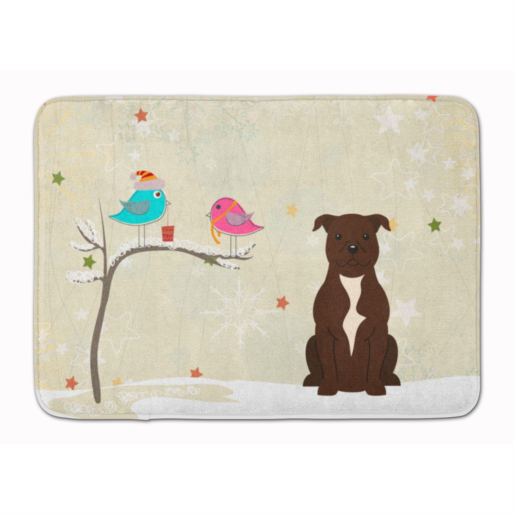 Caroline'S Treasures Christmas Bull Terrier Chocolate Floor Mat, 19 X 27, Multicolor