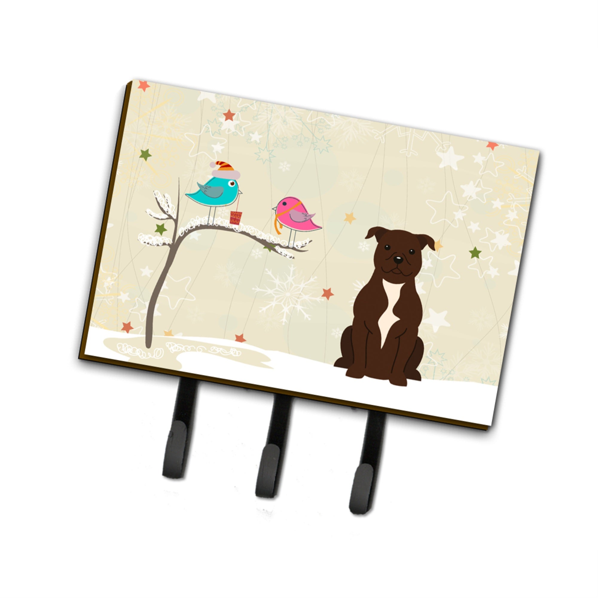 Caroline'S Treasures Christmas Presents Friends Staffordshire Bull Terrier Chocolate Leash Or Key Holder Bb2520Th68, Triple