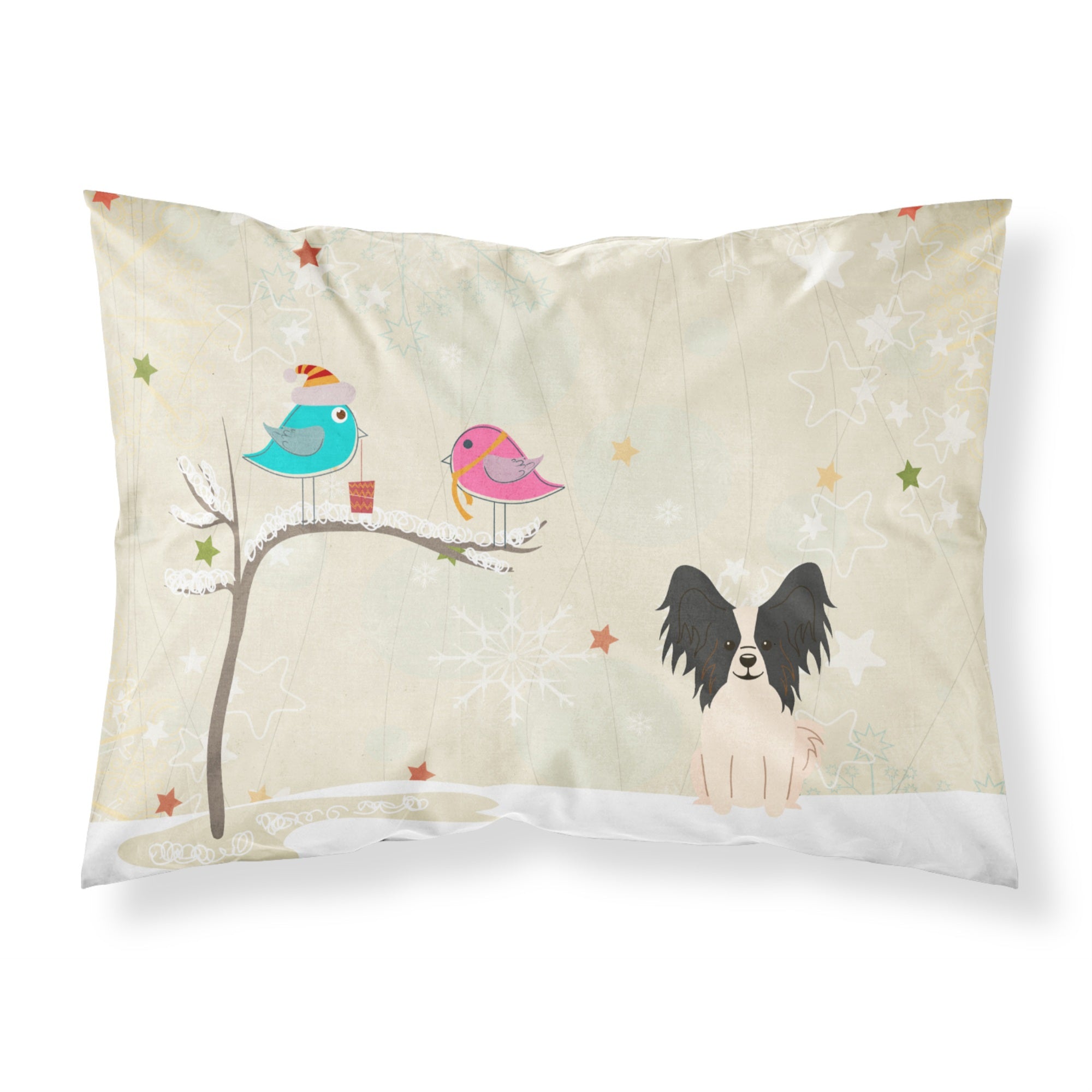 Caroline'S Treasures Christmas Presents Friends Papillon Black White Fabric Standard Pillowcase Bb2548Pillowcase