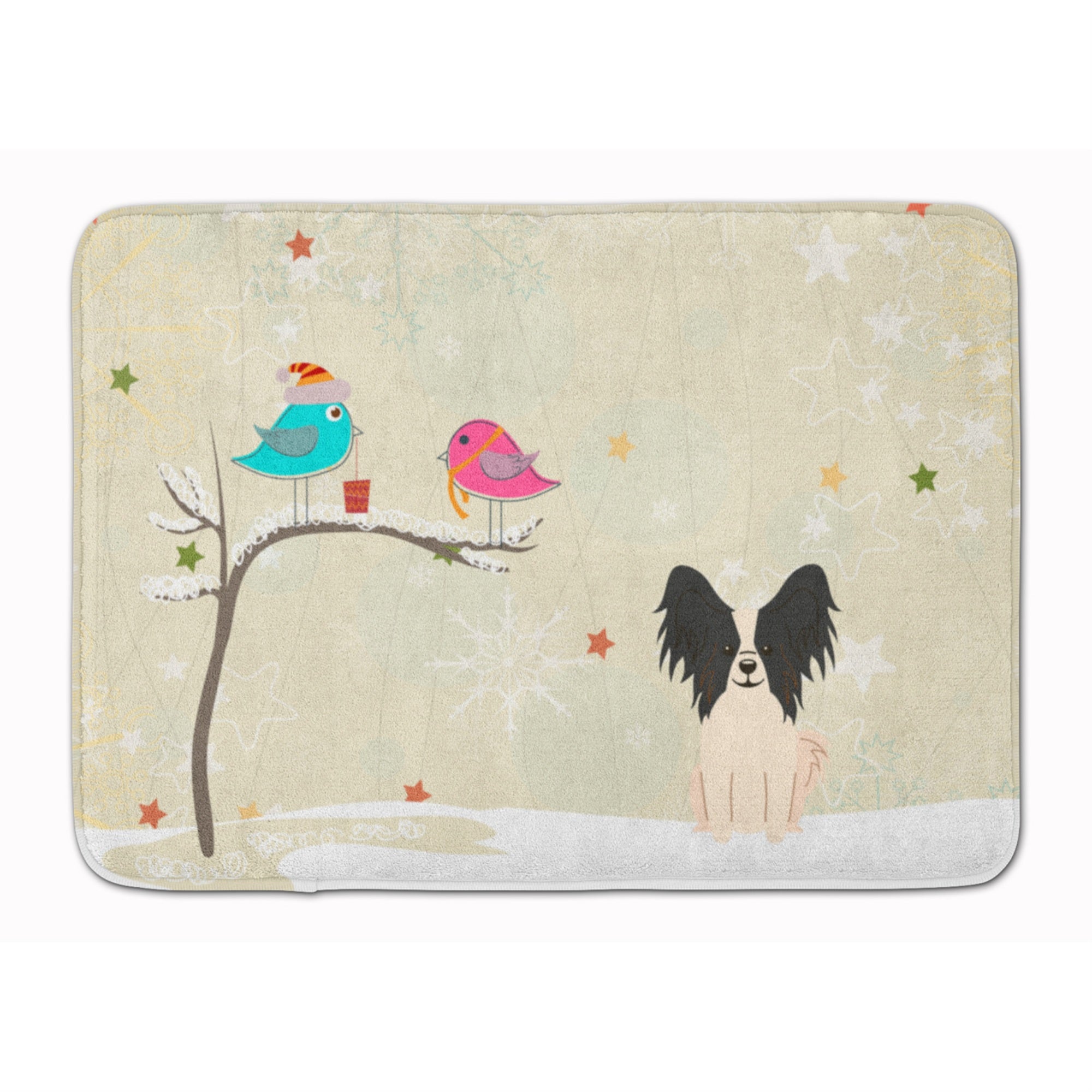 Caroline'S Treasures Christmas Presents Papillon Black White Floor Mat, 19 X 27, Multicolor