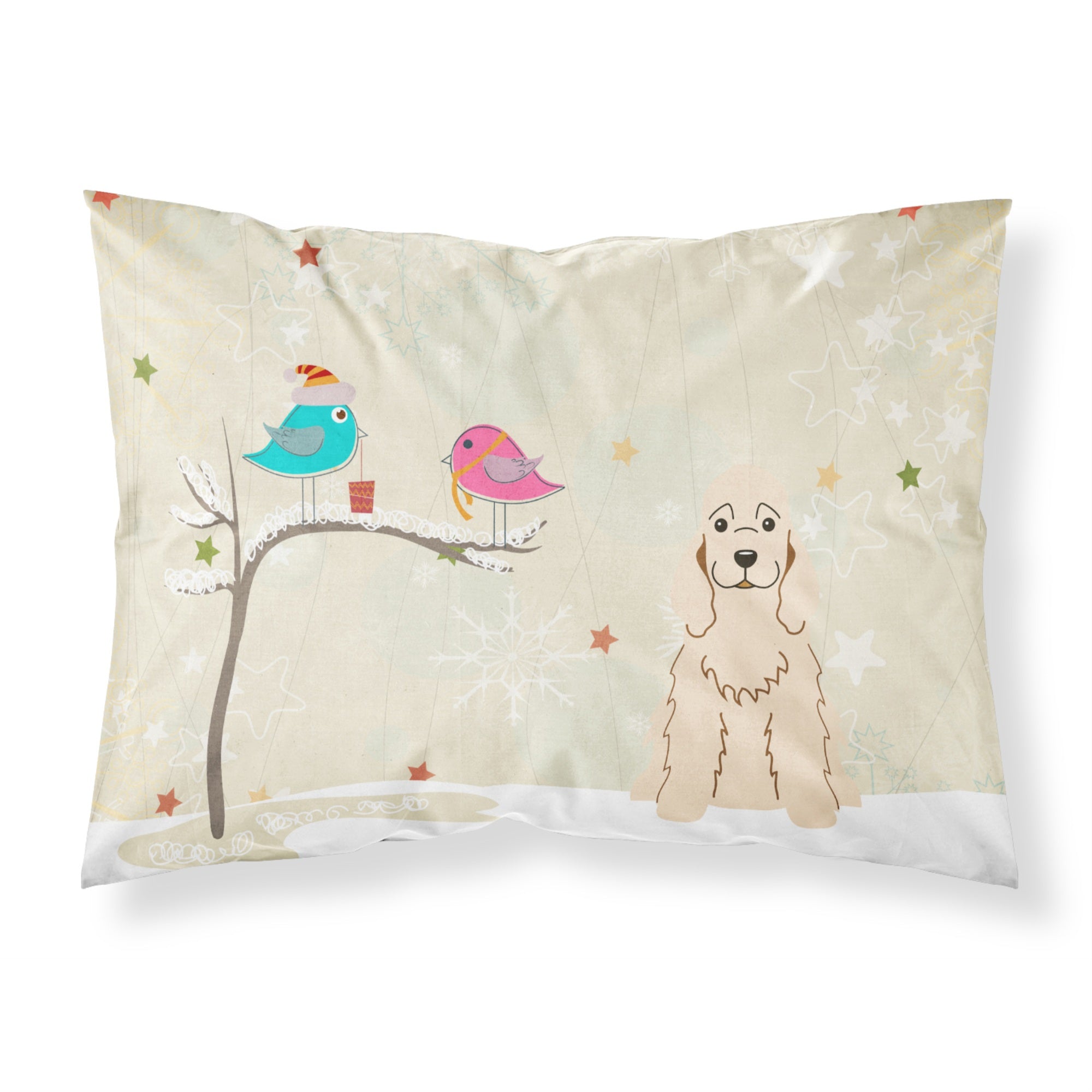 Caroline'S Treasures Christmas Presents Friends Cocker Spaniel Buff Fabric Standard Pillowcase Bb2566Pillowcase