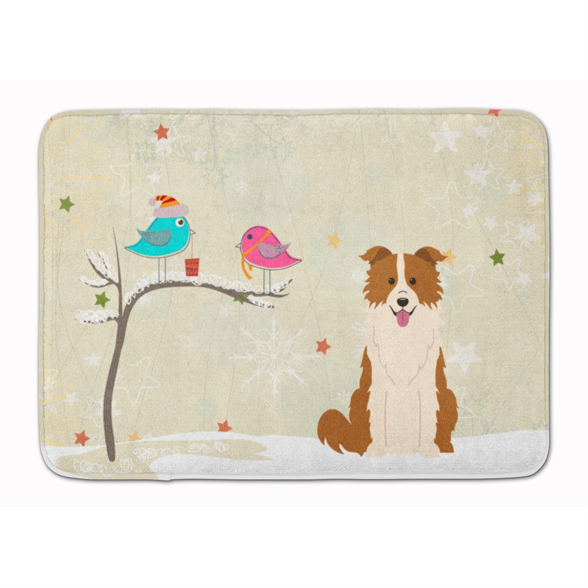 Caroline'S Treasures Christmas Border Collie Red White Floor Mat, 19 X 27, Multicolor