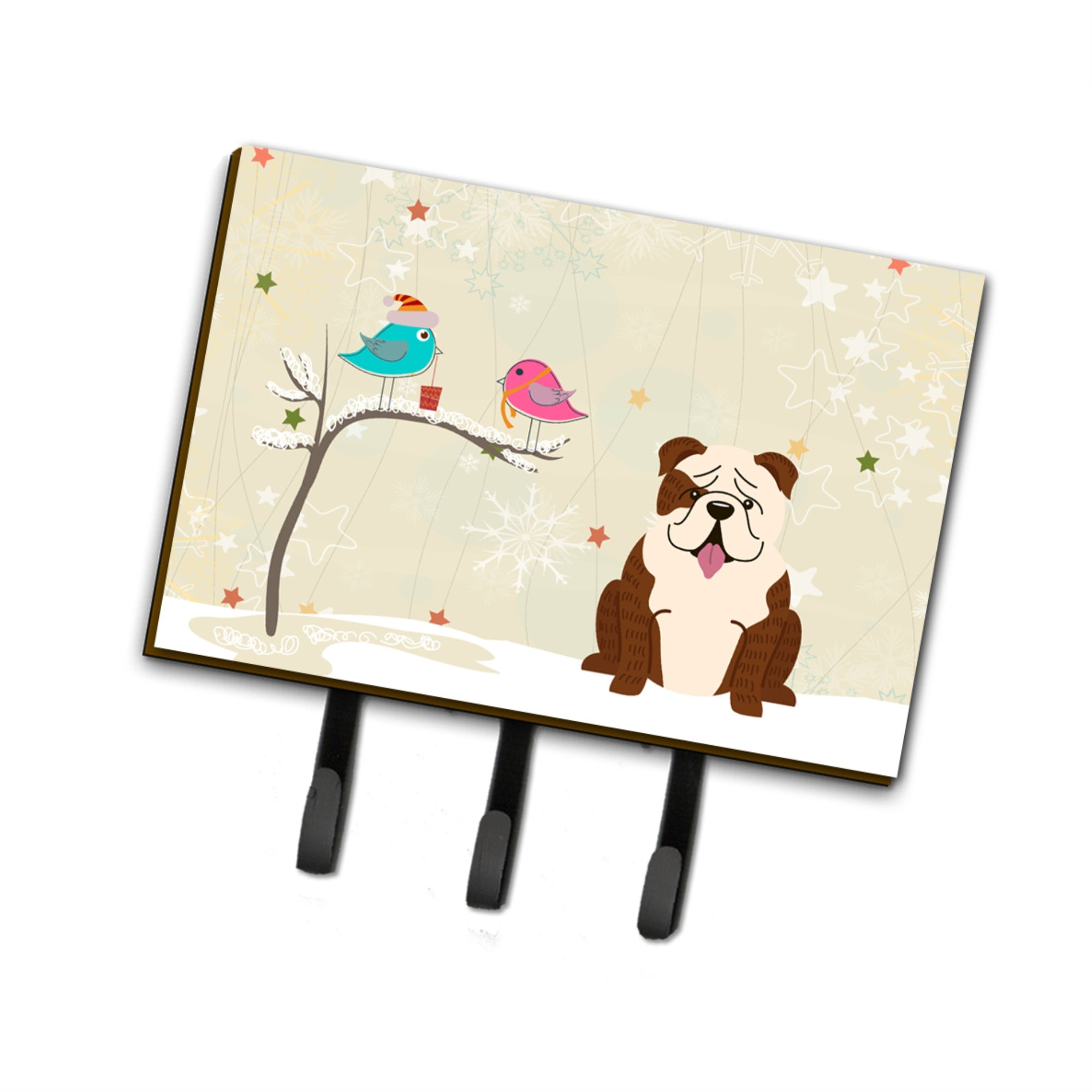 Caroline'S Treasures Christmas Presents Friends English Bulldog Brindle White Leash Or Key Holder Bb2593Th68, Triple