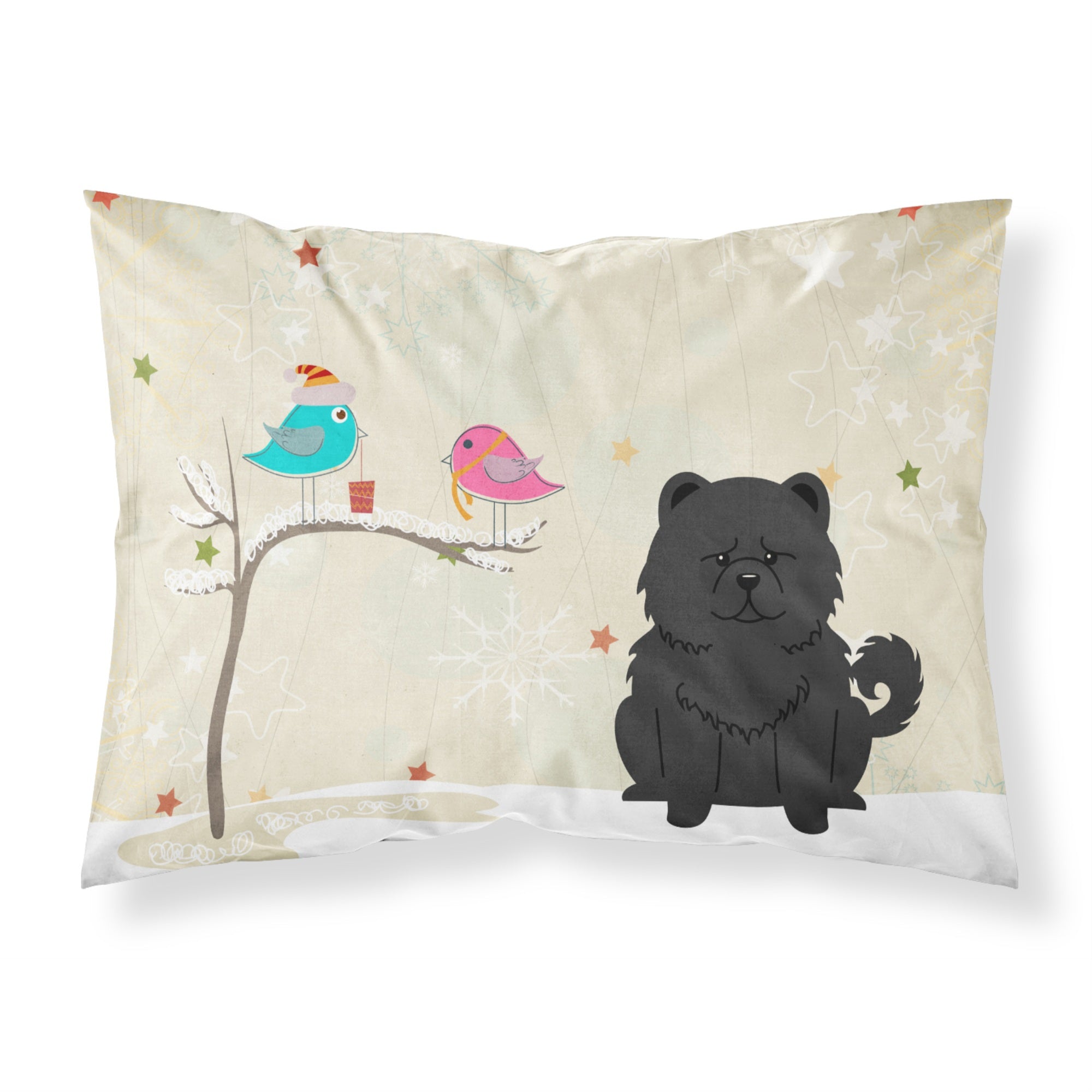Caroline'S Treasures Christmas Presents Friends Chow Black Fabric Standard Pillowcase Bb2615Pillowcase
