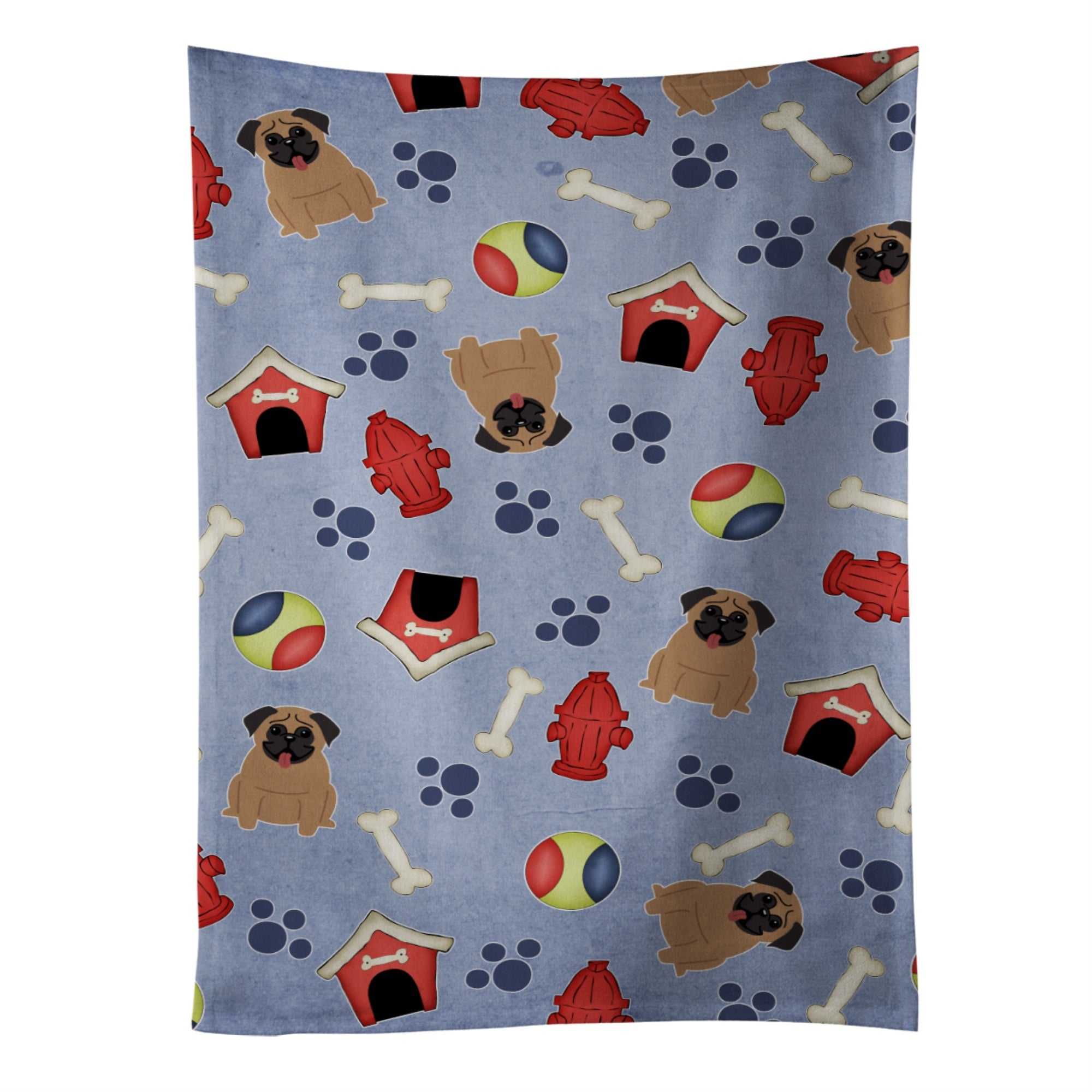 Caroline'S Treasures Bb2618Ktwl Dog House Collection Pug Brown Kitchen Towel, 25 X 15, Multicolor
