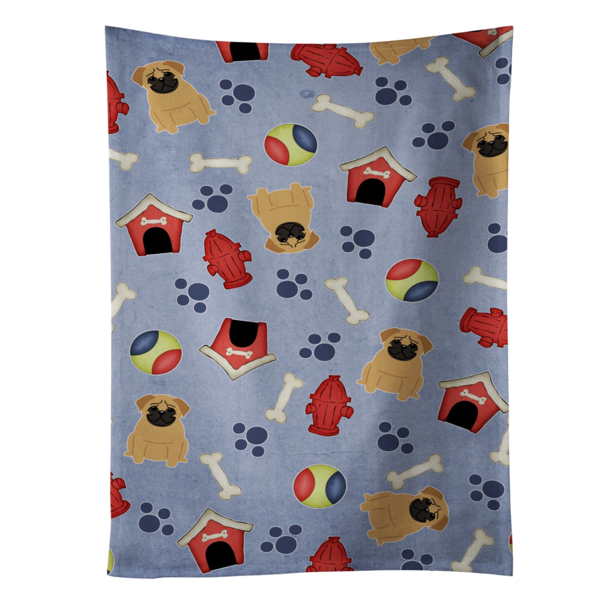 Caroline'S Treasures Bb2620Ktwl Dog House Collection Pug Brown Kitchen Towel, 25 X 15, Multicolor