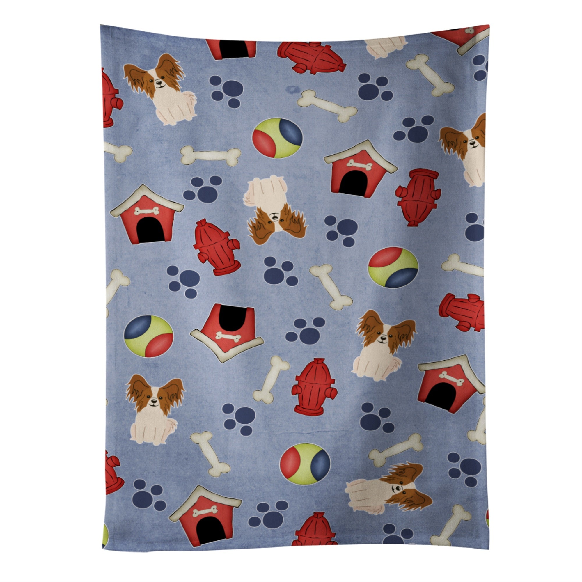 Caroline'S Treasures Bb2691Ktwl Dog House Papillon Red White Kitchen Towel, 25 X 15, Multicolor