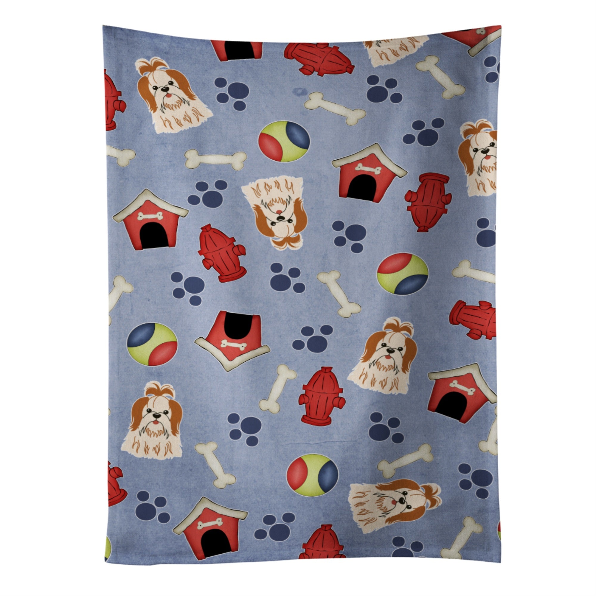 Caroline'S Treasures Bb2700Ktwl Dog House Shih Tzu Red White Kitchen Towel, 25 X 15, Multicolor