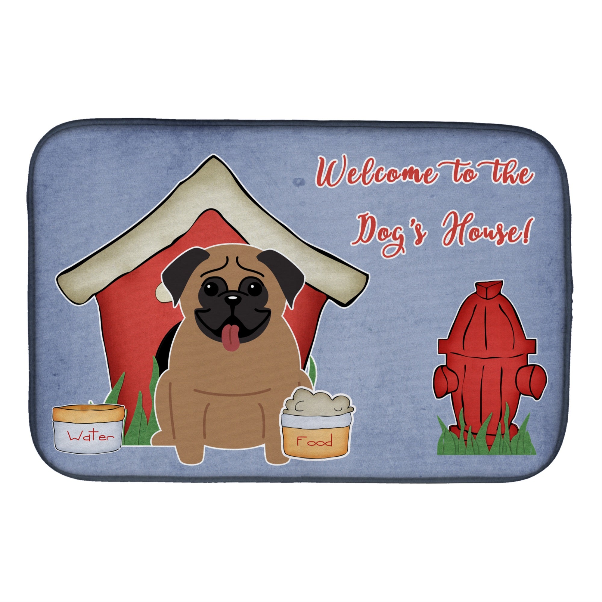 Caroline'S Treasures Dog House Collection Pug Brown Dish Drying Mat, 14 X 21