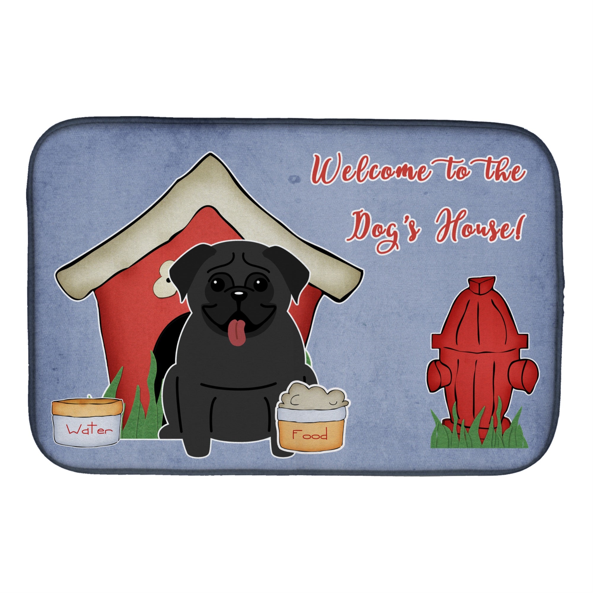 Caroline'S Treasures Dog House Collection Pug Black Dish Drying Mat, 14 X 21