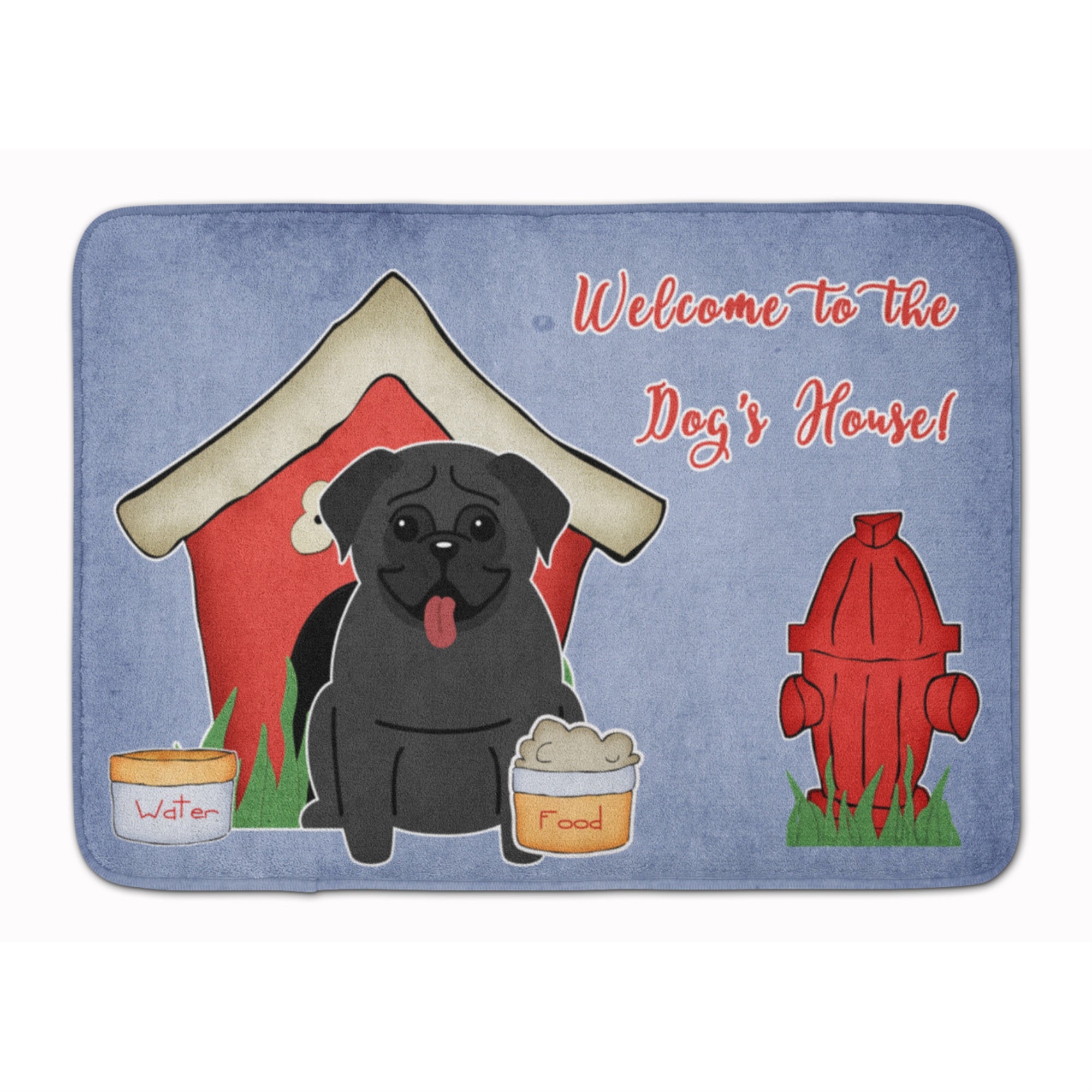 Caroline'S Treasures Dog House Collection Pug Black Floor Mat, 19 X 27, Multicolor