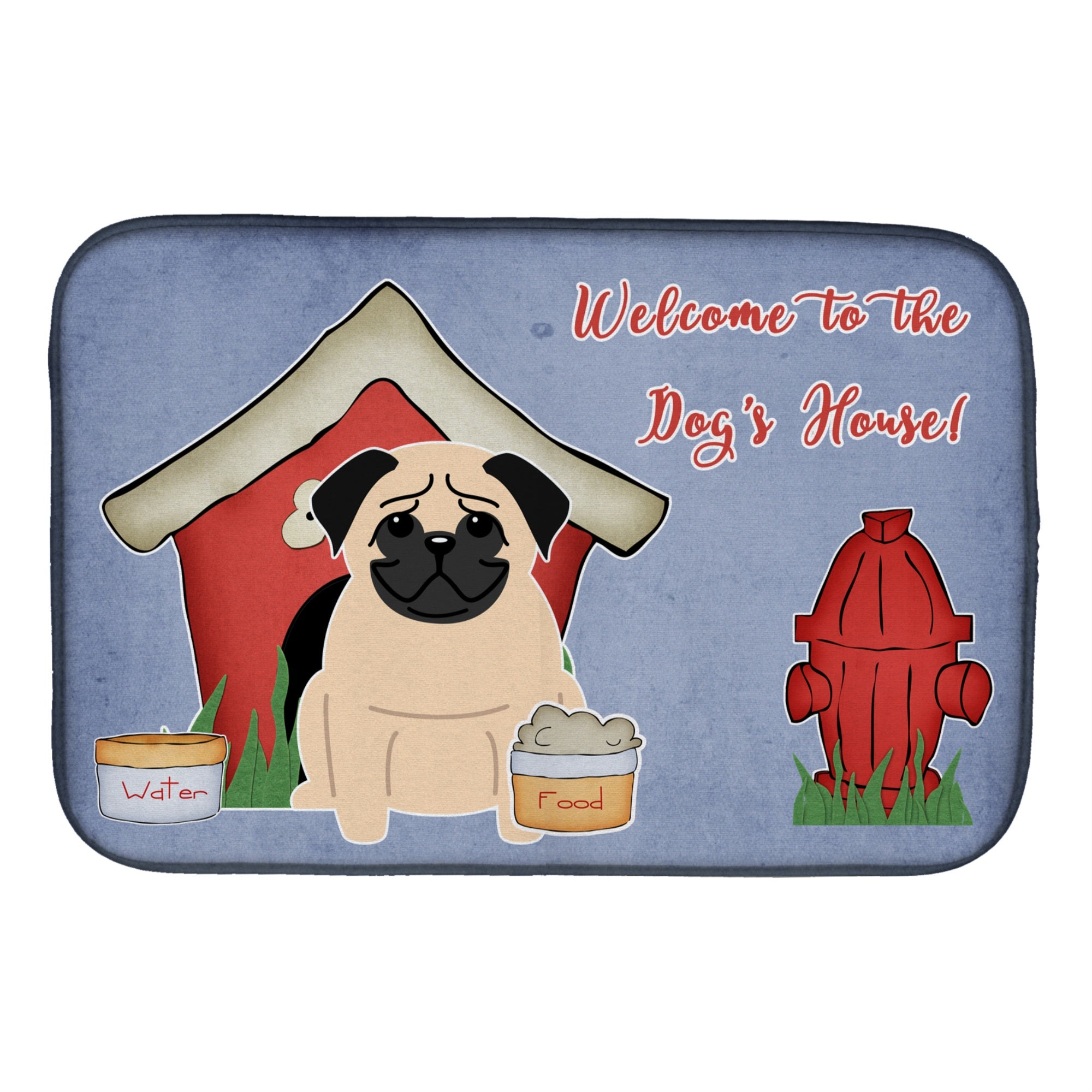 Caroline'S Treasures Dog House Collection Pug Fawn Dish Drying Mat, 14 X 21