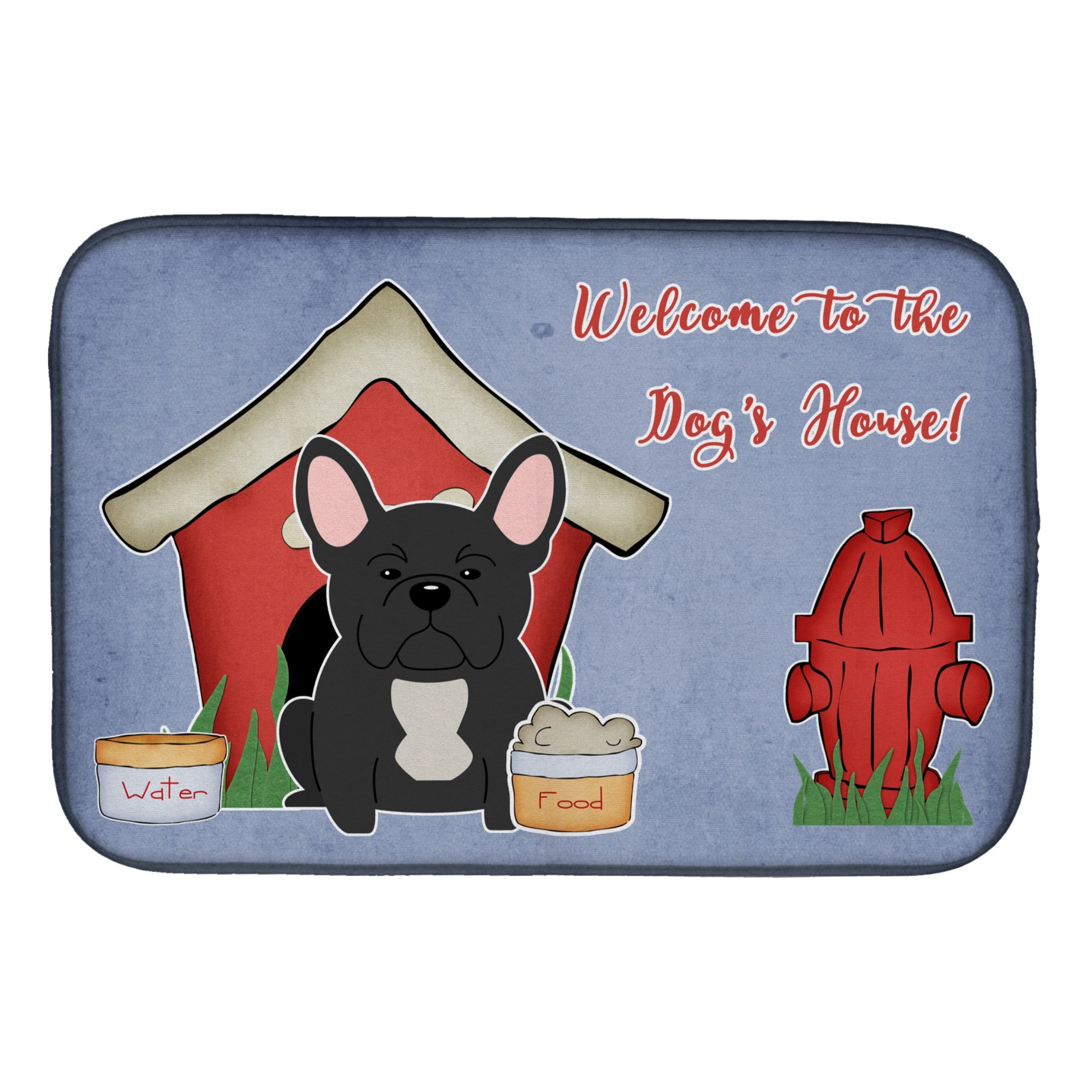 Caroline'S Treasures Dog House Collection French Bulldog Black Dish Drying Mat, 14 X 21