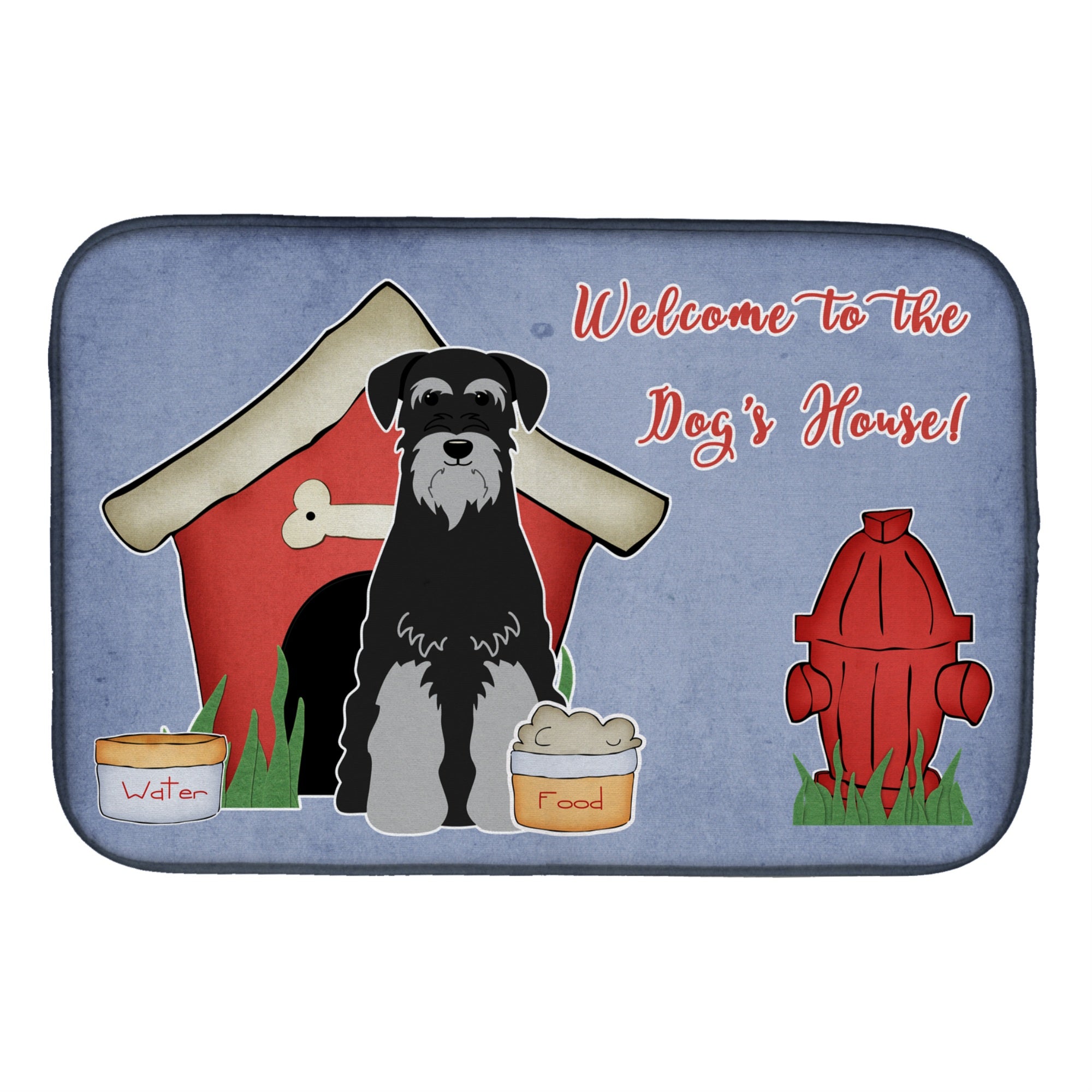 Caroline'S Treasures Dog House Collection Standard Schnauzer Black Grey Dish Drying Mat, 14 X 21