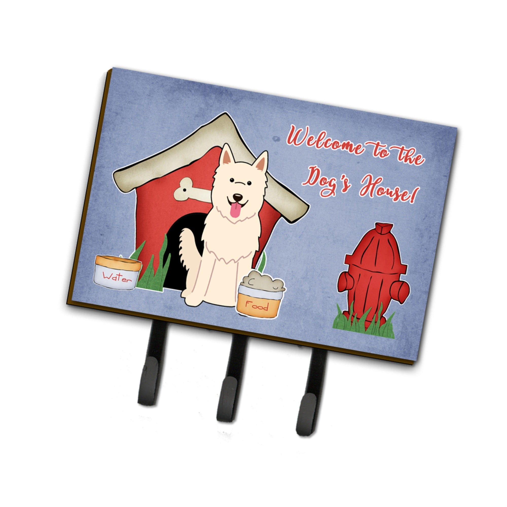 Caroline'S Treasures Dog House Collection White German Shepherd Leash Or Key Holder Bb2799Th68, Triple