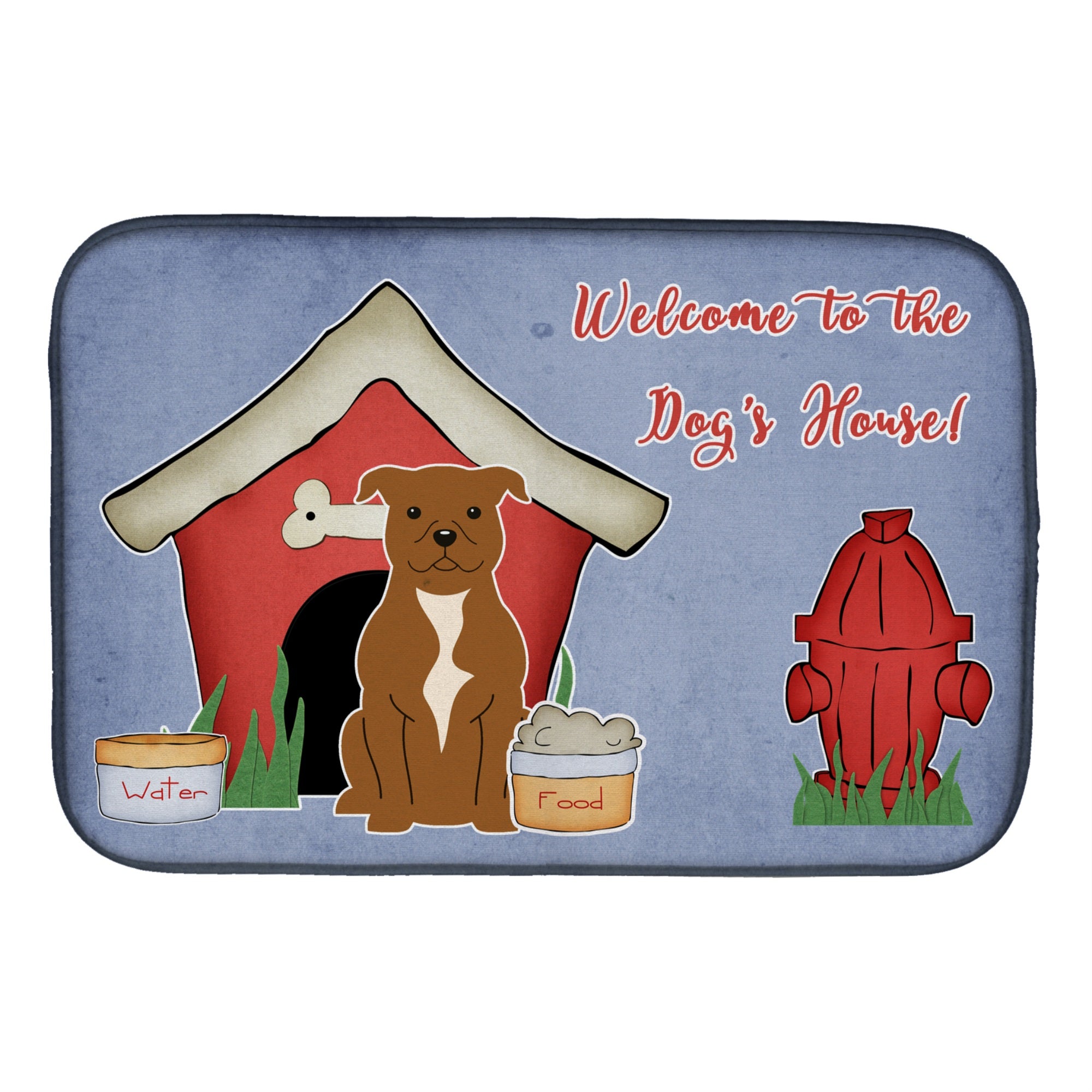 Caroline'S Treasures Dog House Collection Staffordshire Brown Dish Drying Mat, 14 X 21