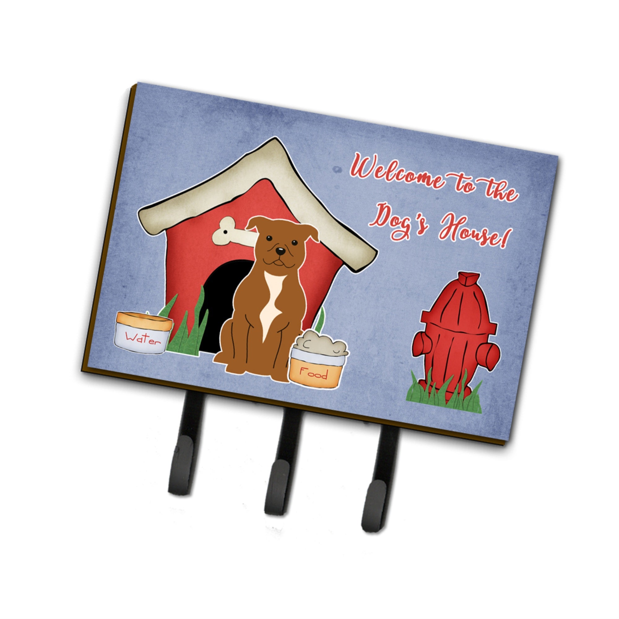Caroline'S Treasures Dog House Collection Staffordshire Bull Terrier Brown Leash Or Key Holder Bb2801Th68, Triple, Multicolor,