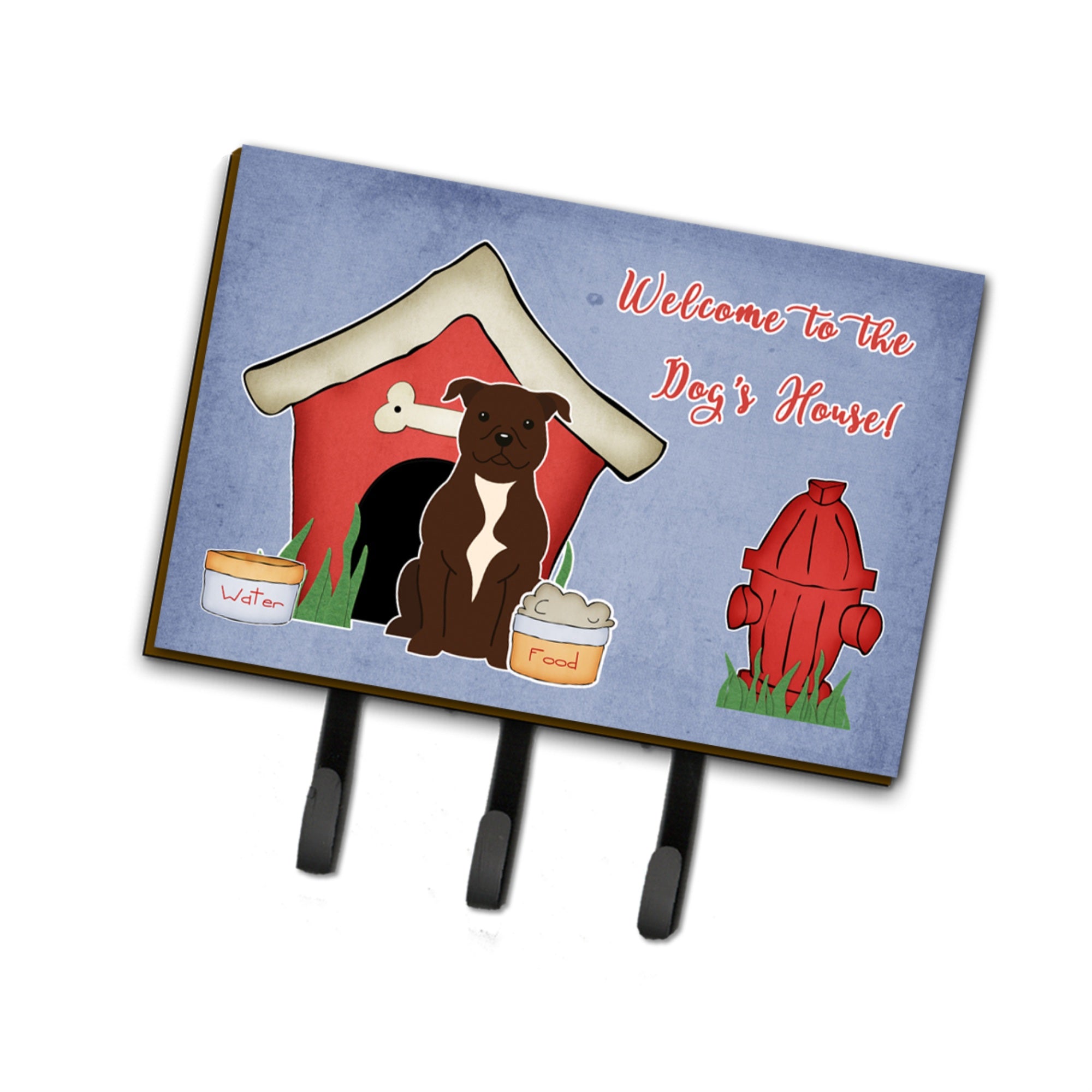 Caroline'S Treasures Dog House Collection Staffordshire Bull Terrier Chocolate Leash Or Key Holder Bb2802Th68, Triple