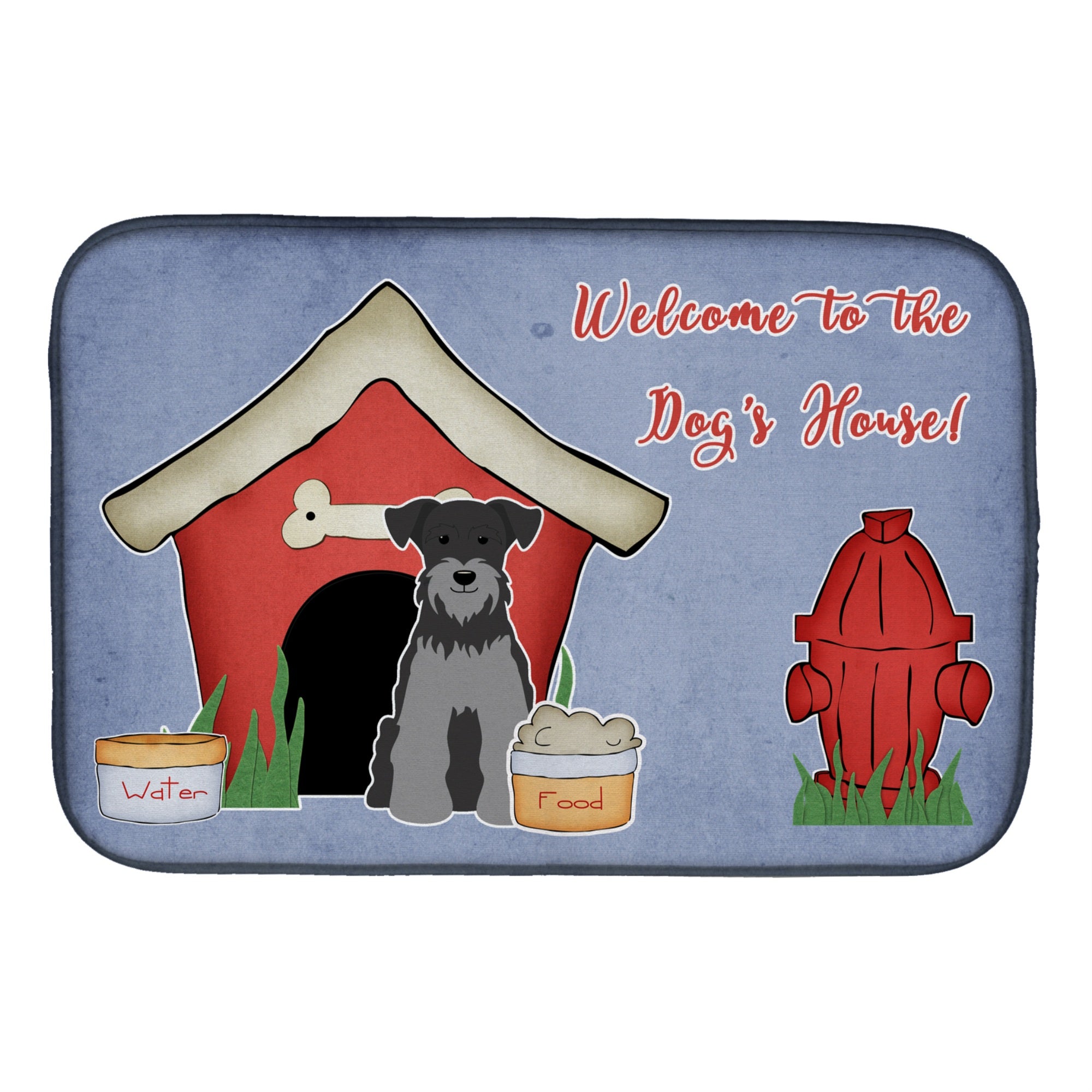 Caroline'S Treasures Dog House Collection Miniature Schanuzer Black Silver Dish Drying Mat, 14 X 21