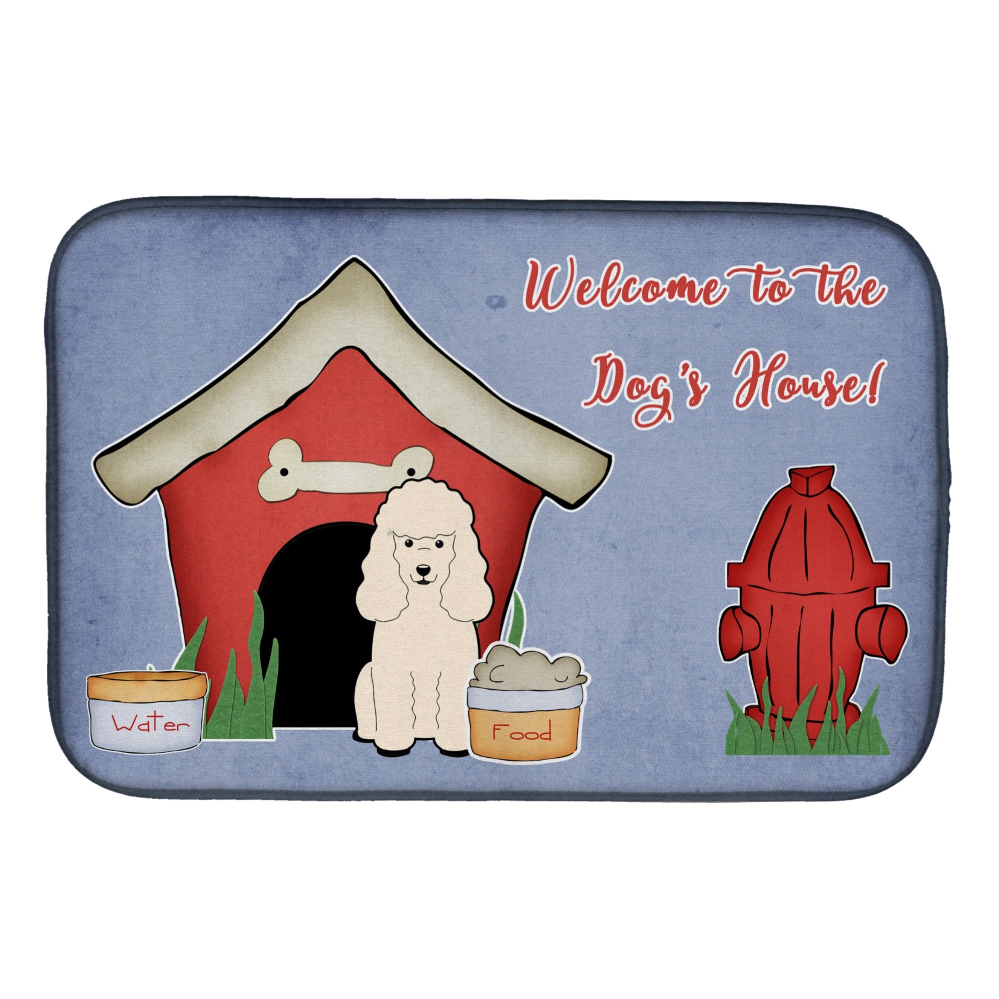 Caroline'S Treasures Dog House Collection Poodle White Dish Drying Mat, 14 X 21