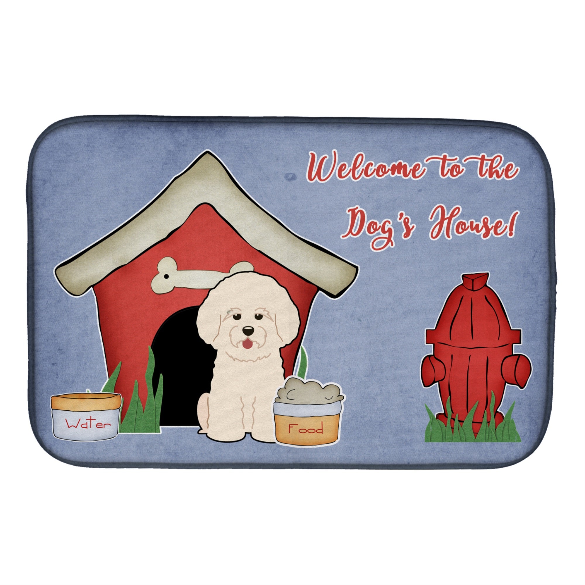Caroline'S Treasures Dog House Collection Bichon Frise Dish Drying Mat, 14 X 21