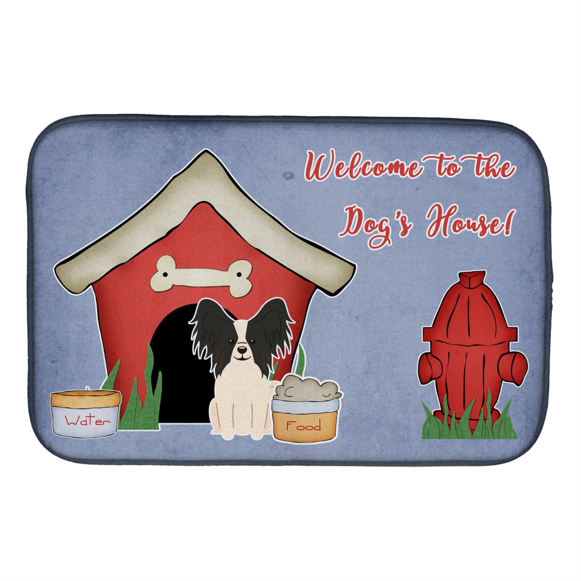 Caroline'S Treasures Dog House Collection Papillion Black White Dish Drying Mat, 14 X 21