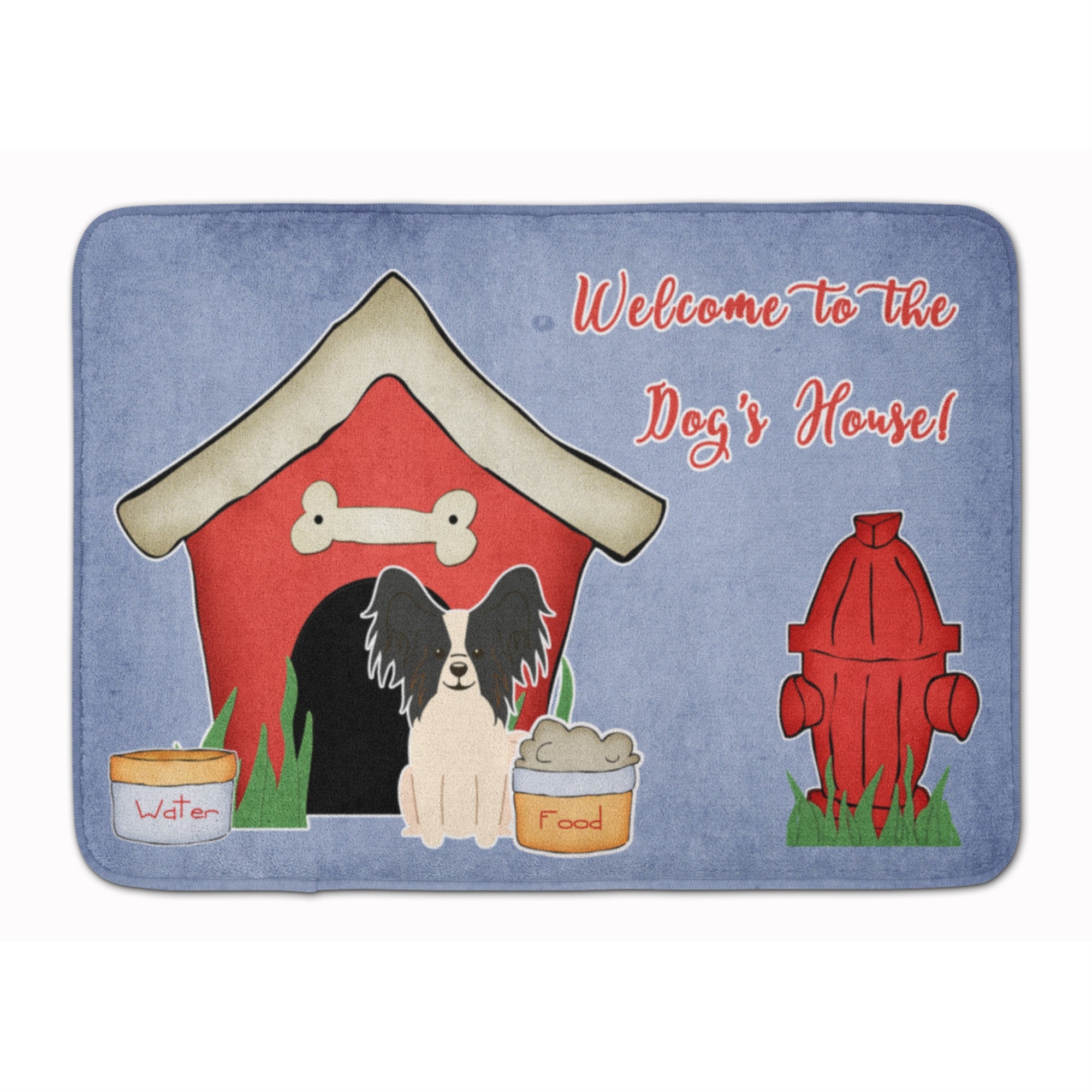 Caroline'S Treasures Dog House Papillon Black White Floor Mat, 19 X 27, Multicolor