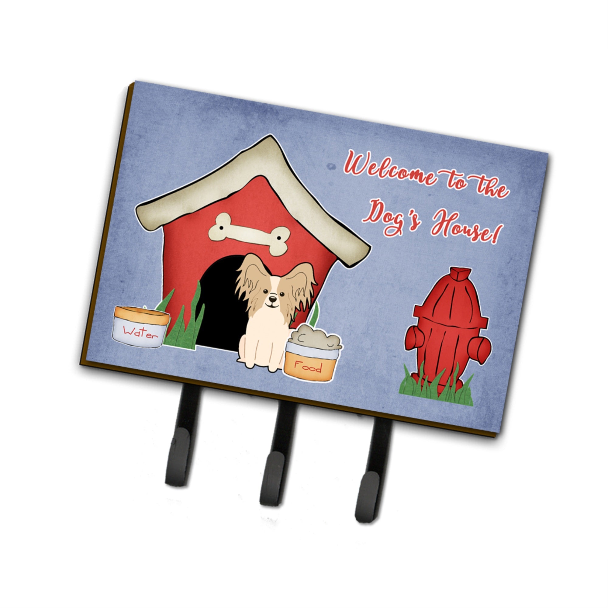 Caroline'S Treasures Dog House Collection Papillon Sable White Leash Or Key Holder Bb2831Th68, Triple
