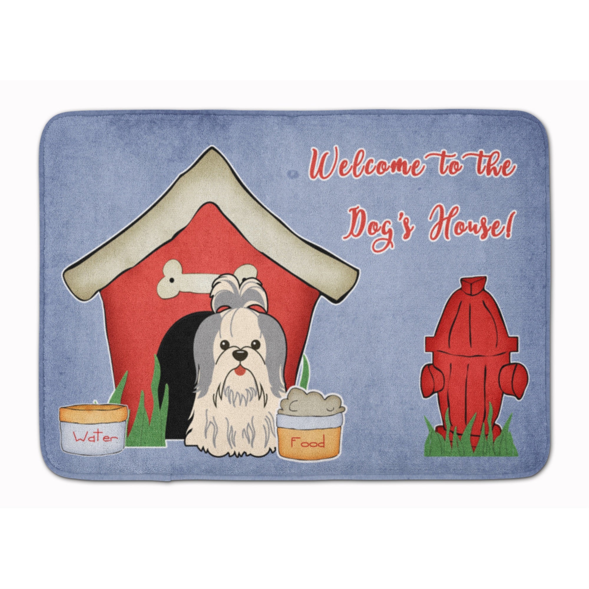 Caroline'S Treasures Dog House Shih Tzu Silver White Floor Mat, 19 X 27, Multicolor