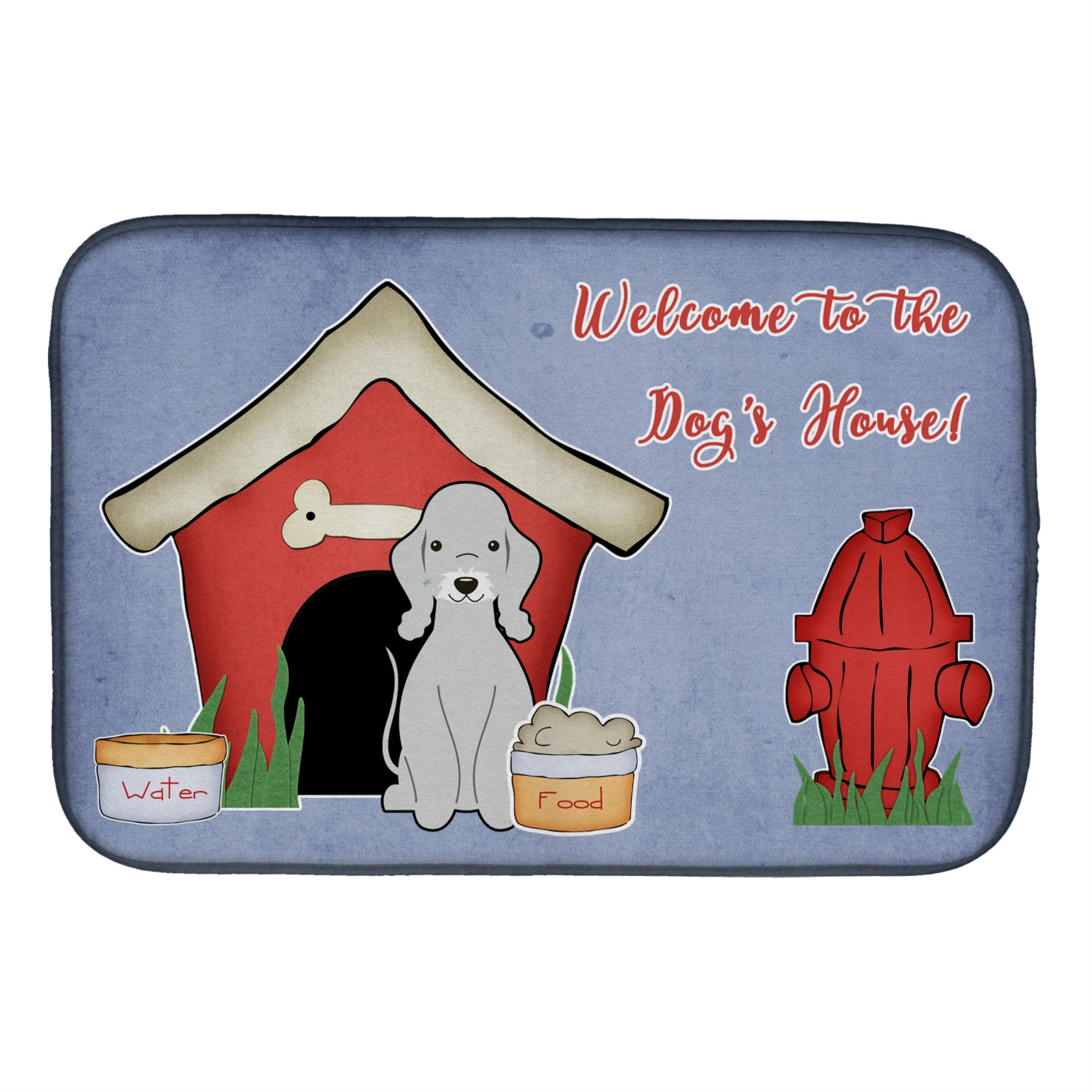 Caroline'S Treasures Dog House Collection Bedlington Terrier Blue Dish Drying Mat, 14 X 21
