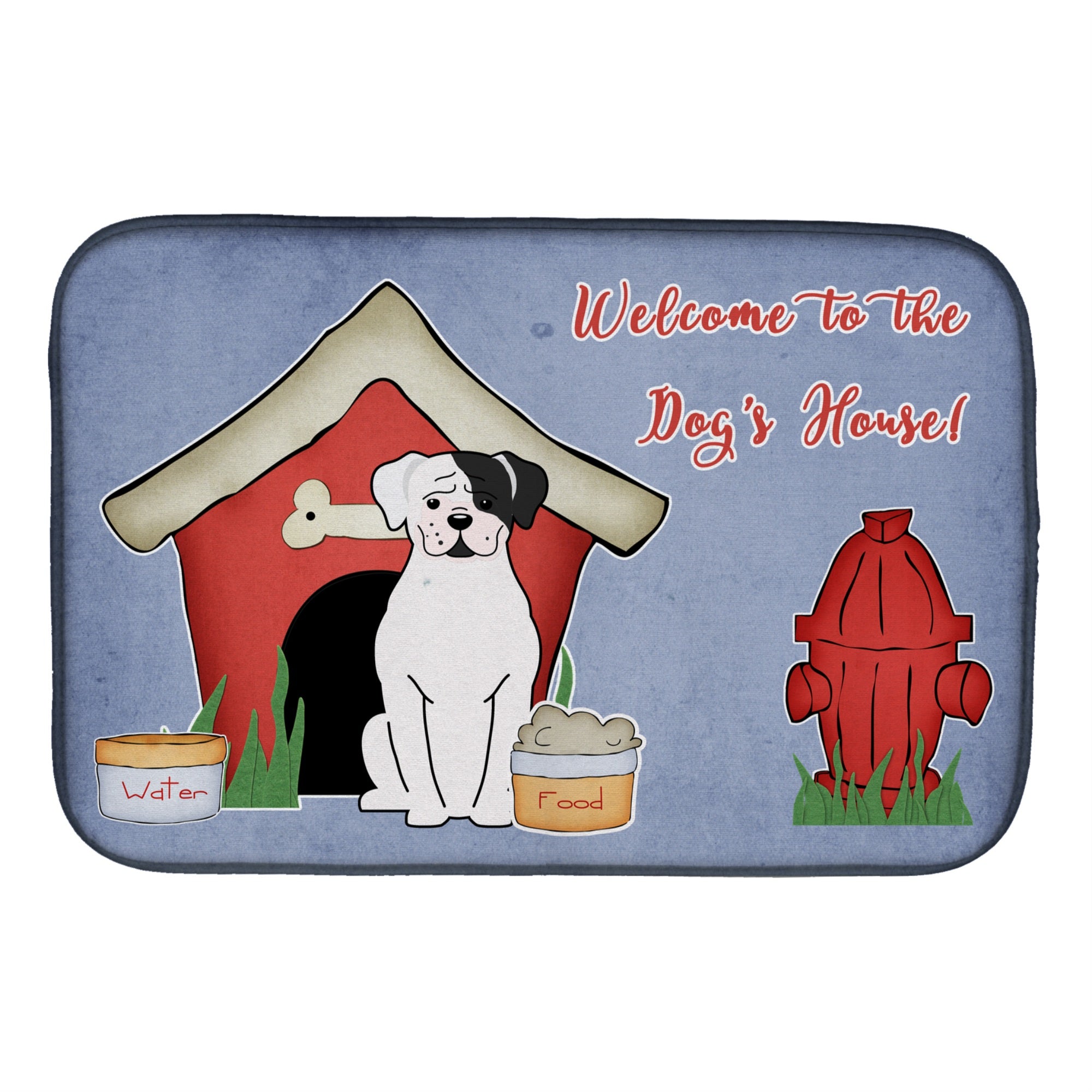 Caroline'S Treasures Dog House Collection White Boxer Cooper Dish Drying Mat, 14 X 21