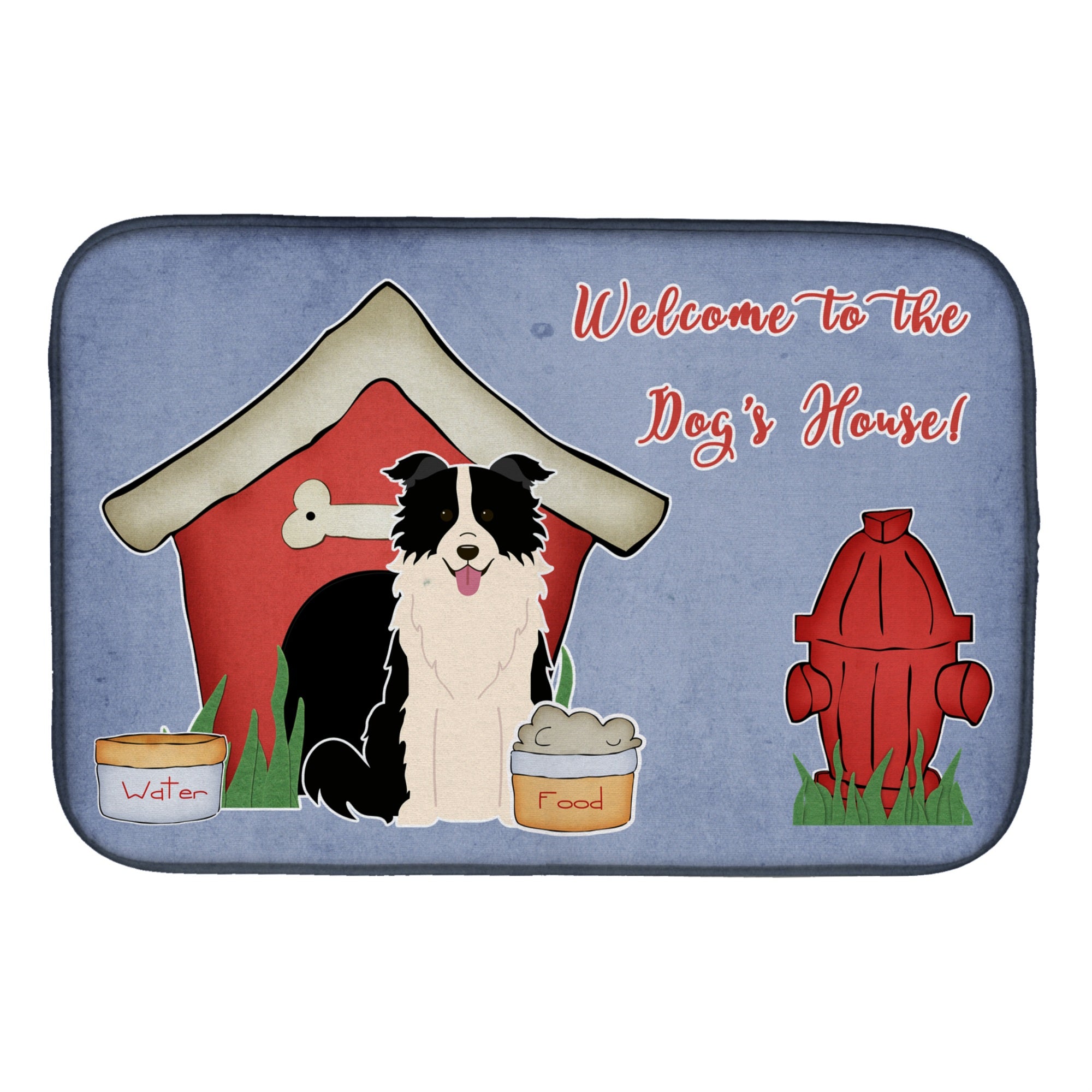 Caroline'S Treasures Dog House Collection Border Collie Black White Dish Drying Mat, 14 X 21