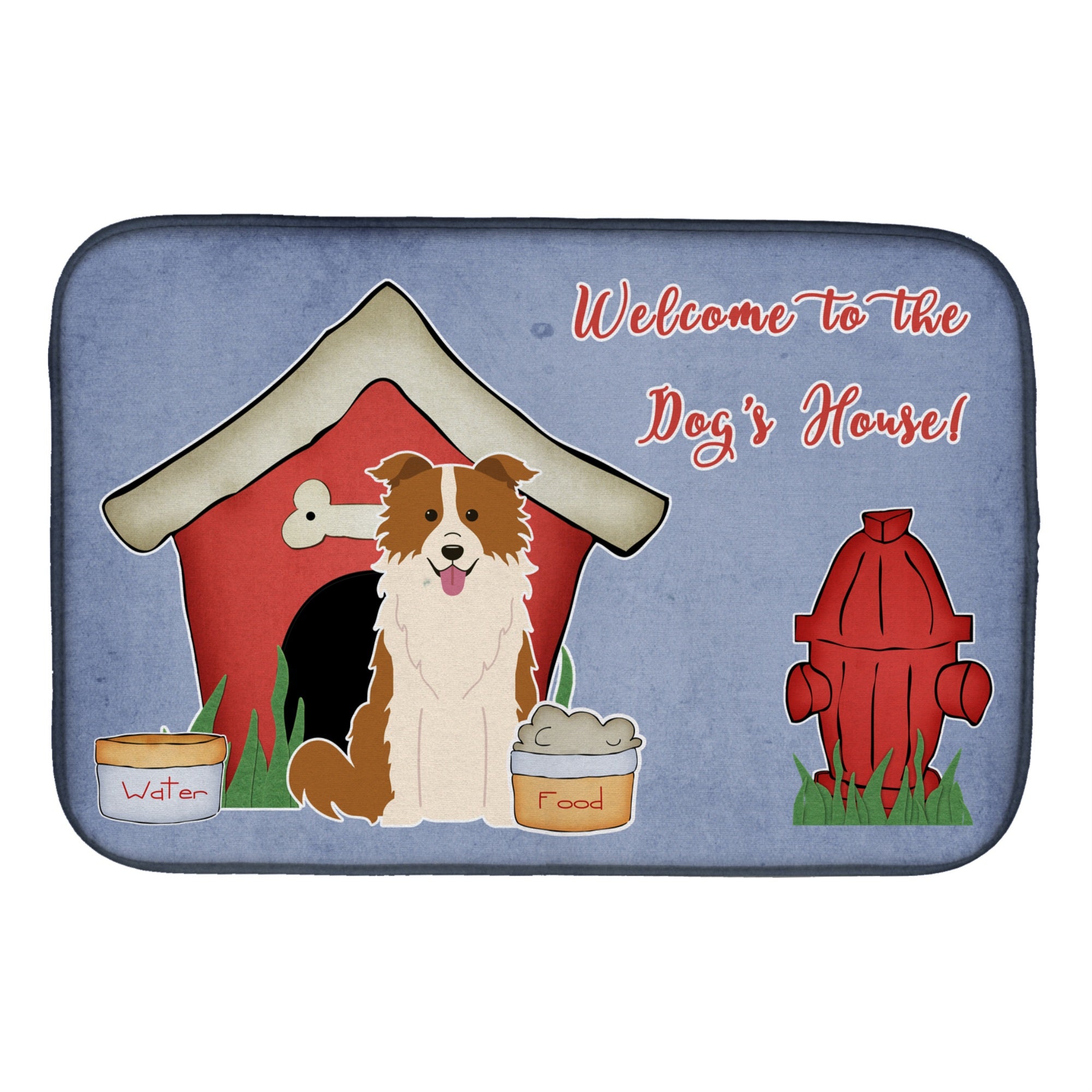 Caroline'S Treasures Dog House Collection Border Collie Red White Dish Drying Mat, 14 X 21