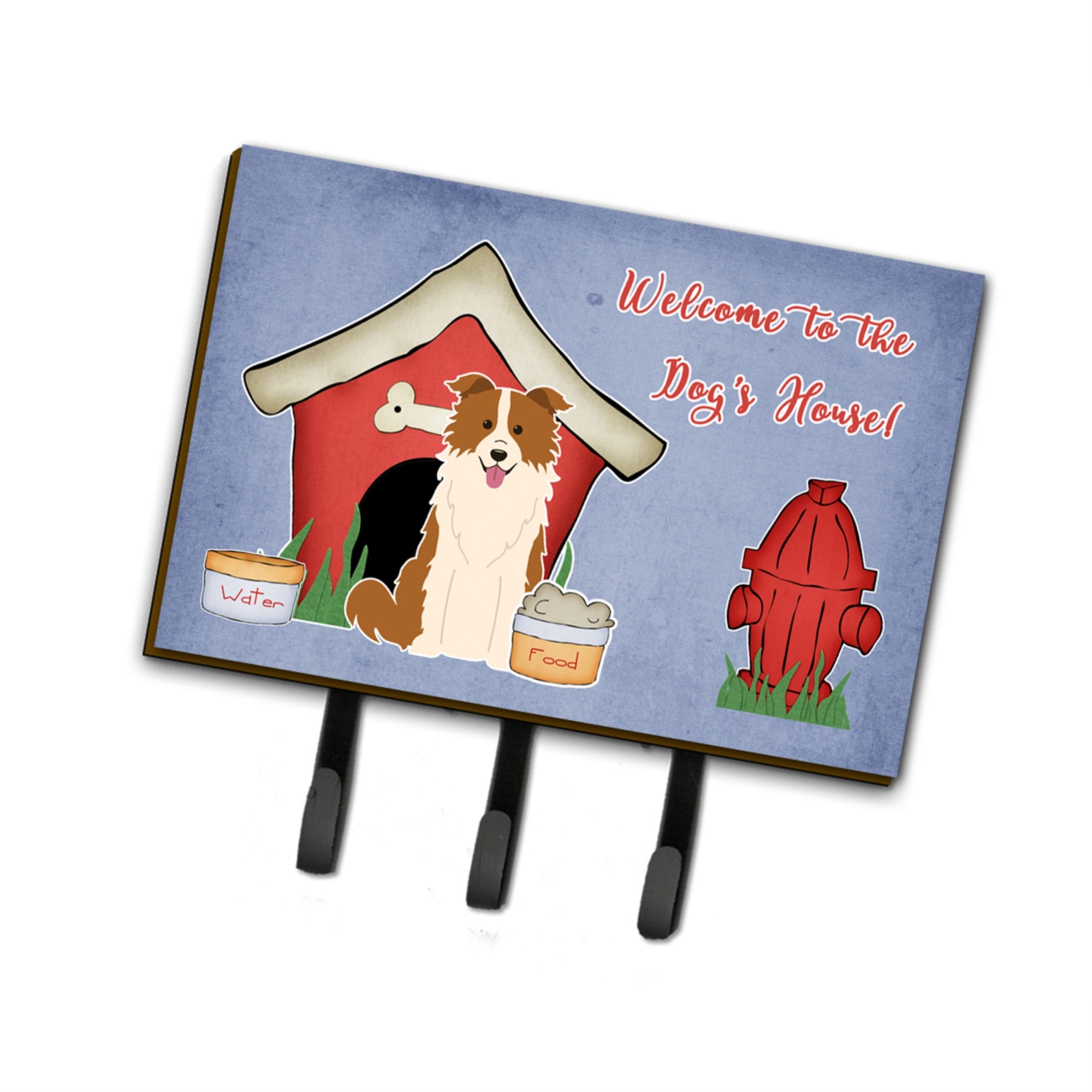 Caroline'S Treasures Dog House Collection Border Collie Red White Leash Or Key Holder Bb2873Th68, Triple