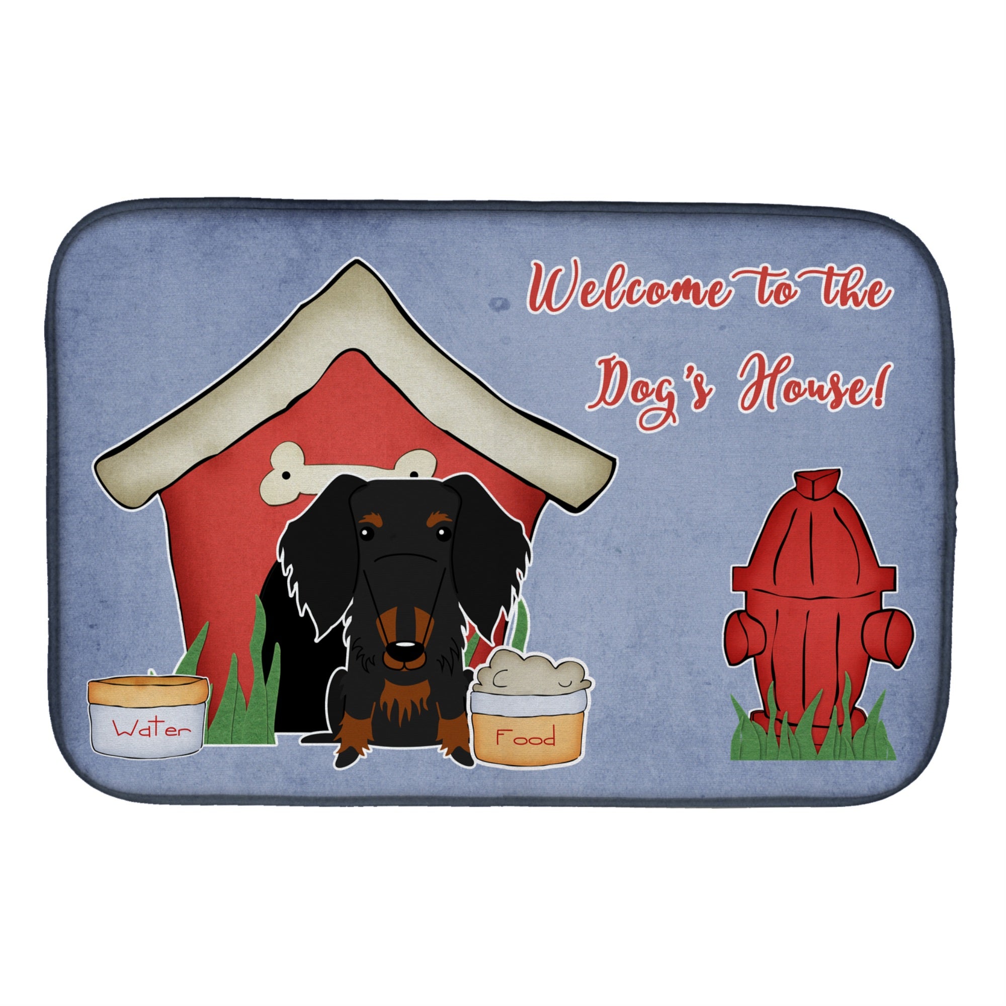 Caroline'S Treasures Dog House Collection Wire Haired Dachshund Black Tan Dish Drying Mat, 14 X 21